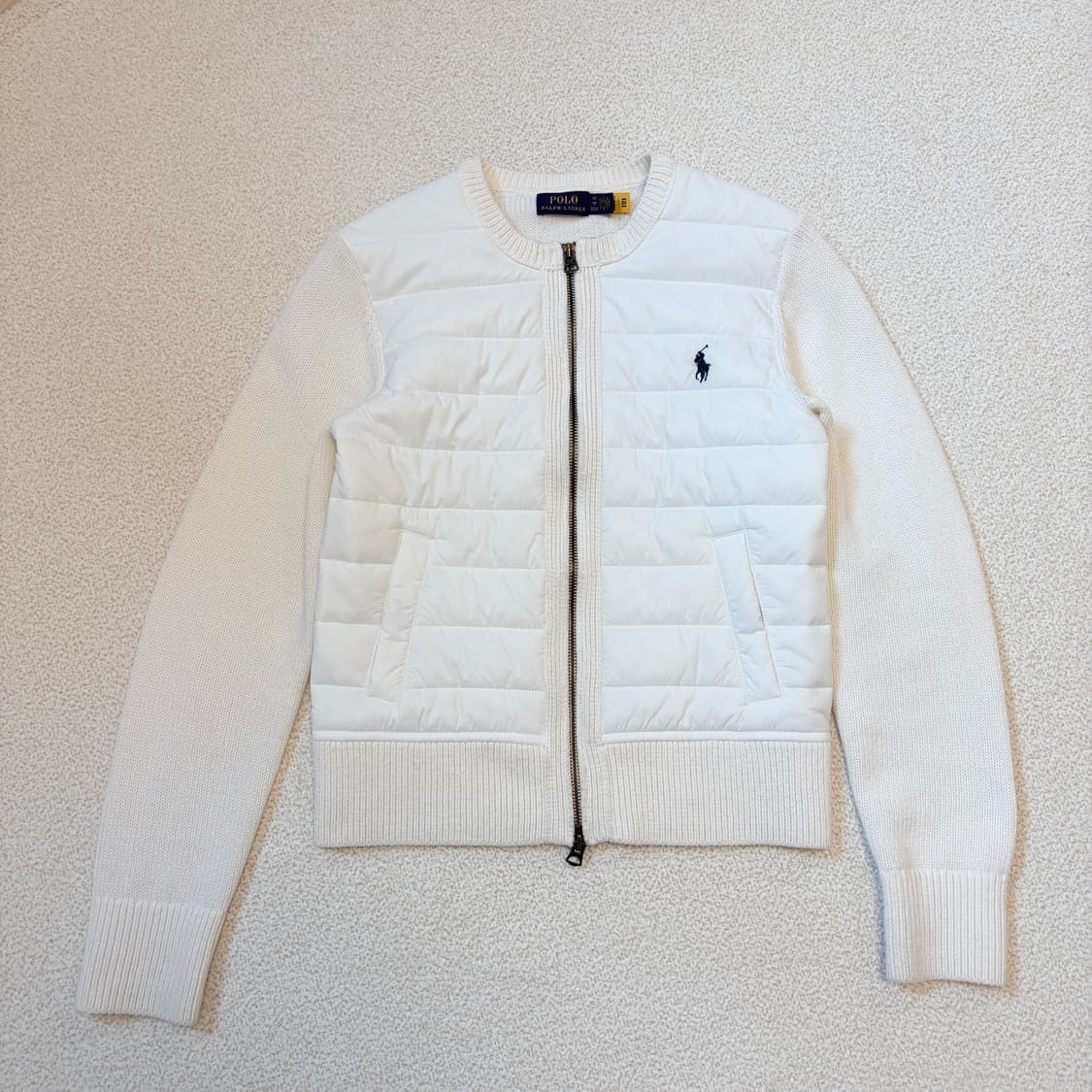 폴로 랄프로렌 니트 패딩 집업 가디건 아이보리 상품이미지6