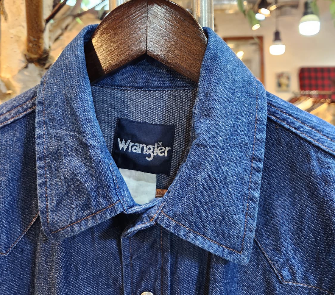 80-90s 랭글러 데님 카라 빈티지 반팔 셔츠 상품이미지3