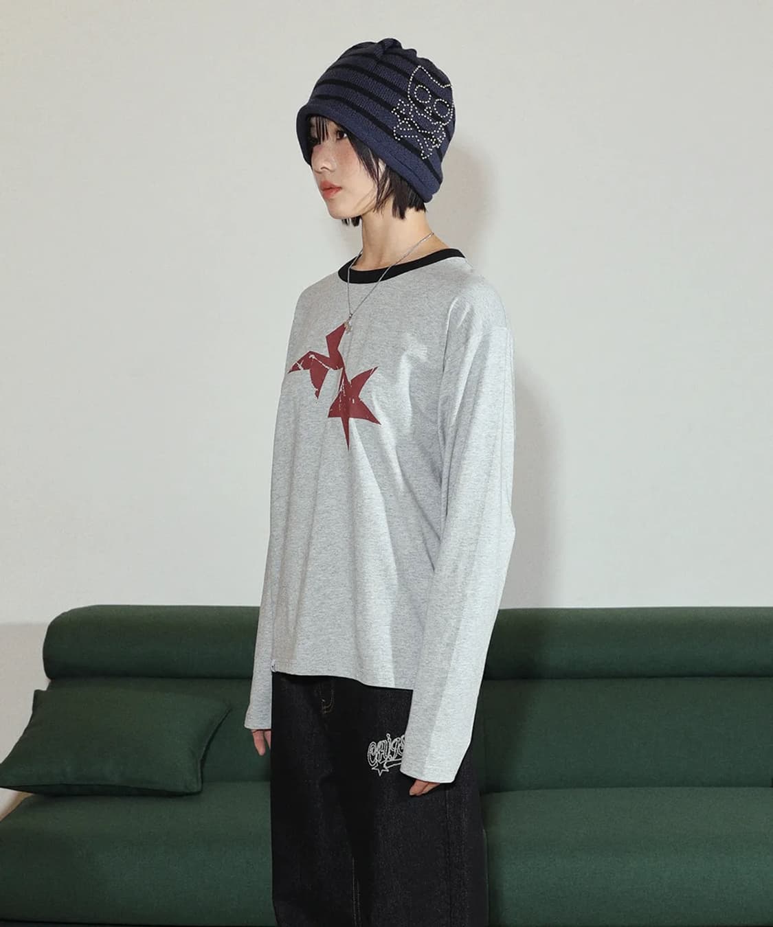 카비시 트윈 스타 링거 롱슬리브 그레이 M  상품이미지2