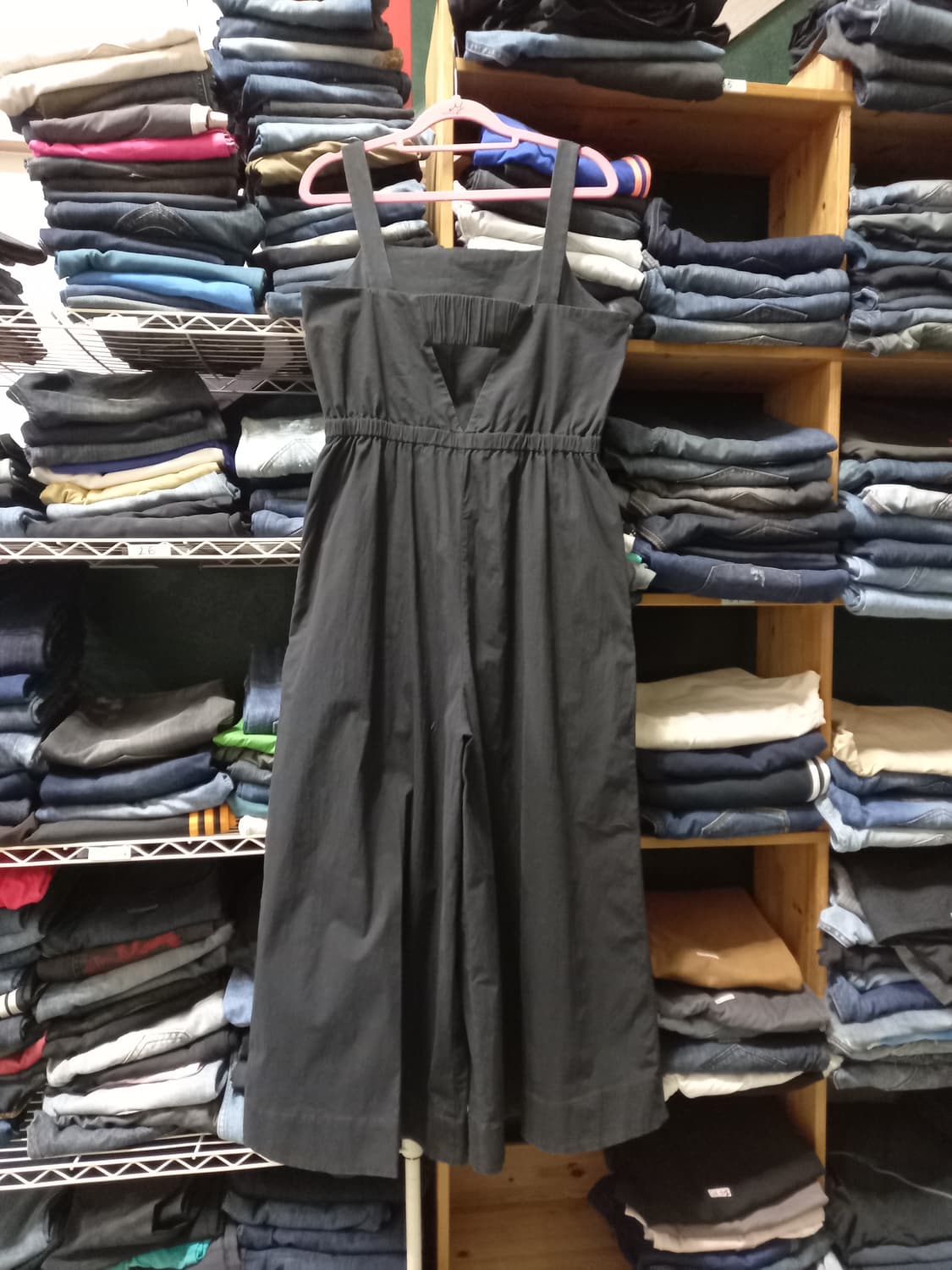 M95 COS 봄여름용 스판 플레어 멜빵바지 블랙 M-977 상품이미지2