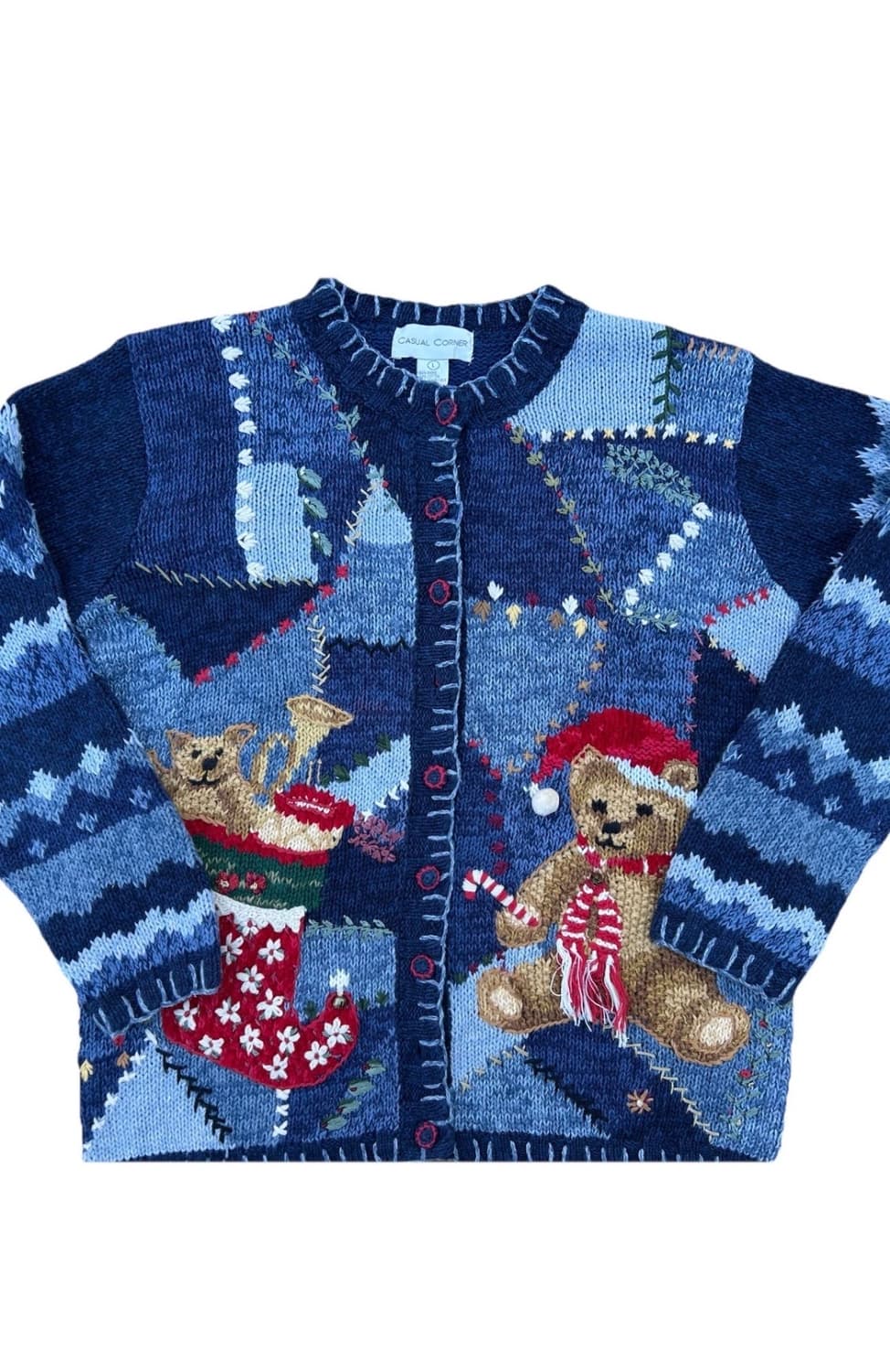 빈티지 곰돌이 크리스마스 가디건 핸드메이드 가디건 모리걸 테디베어 니트 상품이미지1
