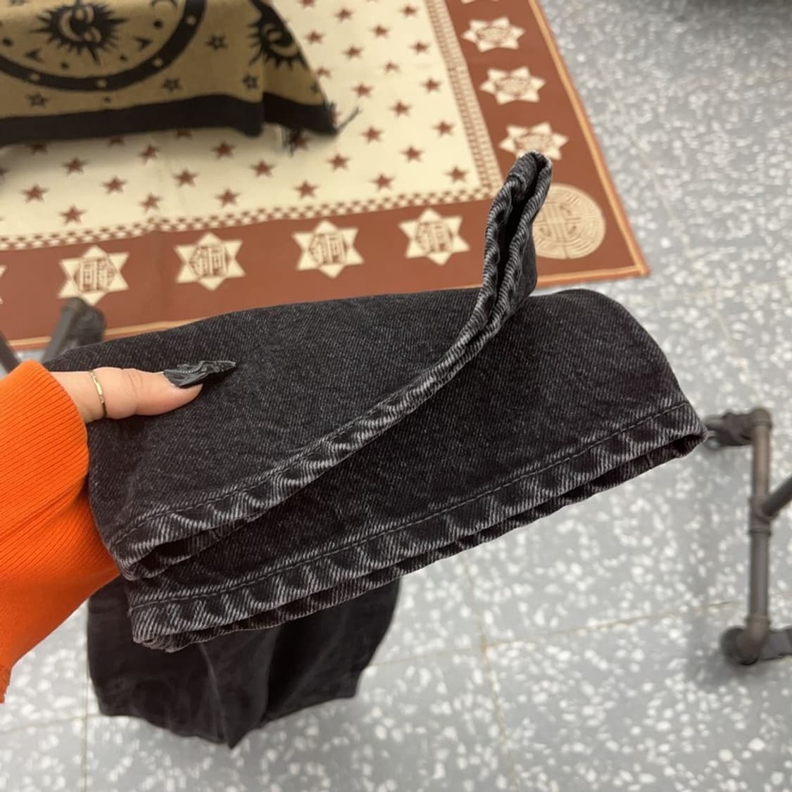 모드나인 고양이패치 모던시크 흑청 데님팬츠 28인치 C08628 상품이미지7