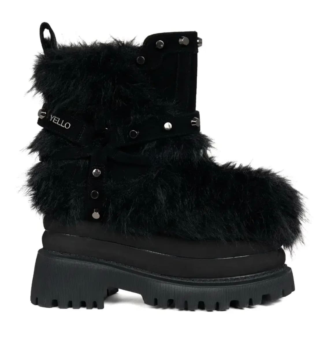 YELLO 이에로 옐로슈즈 GARMR SHORT BOOTS 퍼 부츠 블랙 상품이미지1