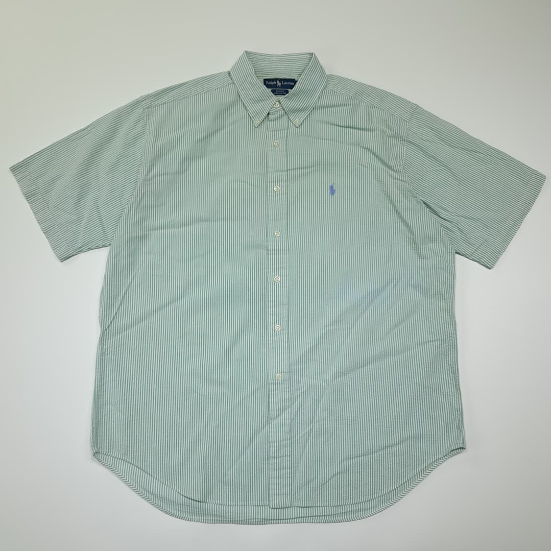 CK007 L 폴로 90s 시어서커 그린스트라이프 반팔 셔츠 남방 상품이미지1