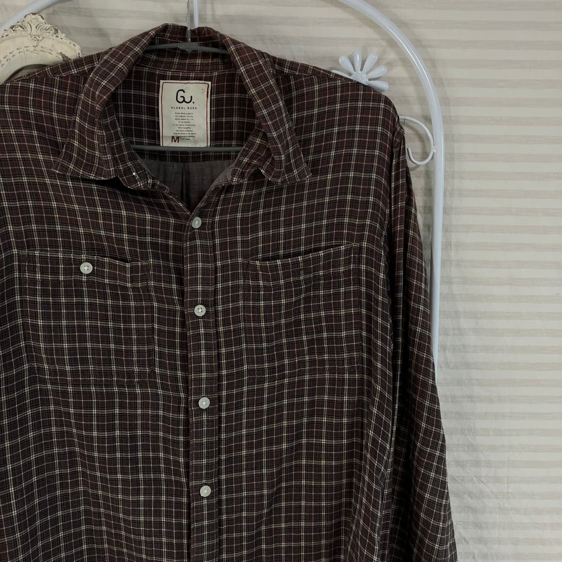 빈티지 초코 브라운 체크 셔츠 818 y2k 스트릿 모리 갸루 일본빈티지 상품이미지3