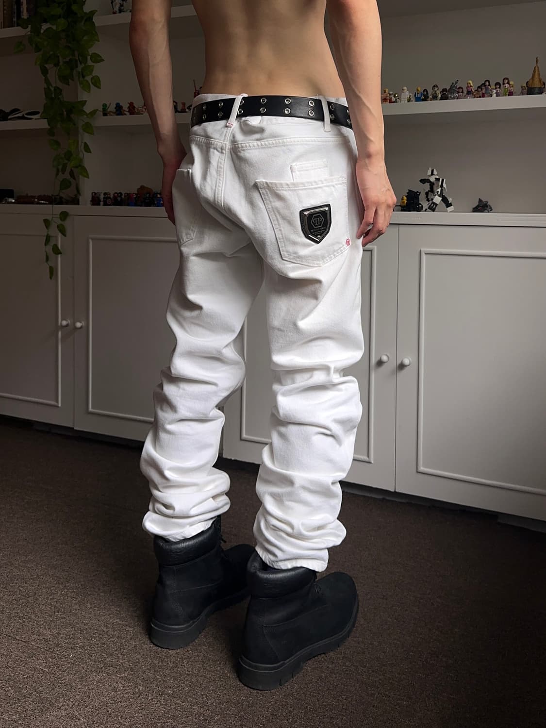 Philipp Plein 로고 패치 루즈 스트레이트 진 상품이미지1