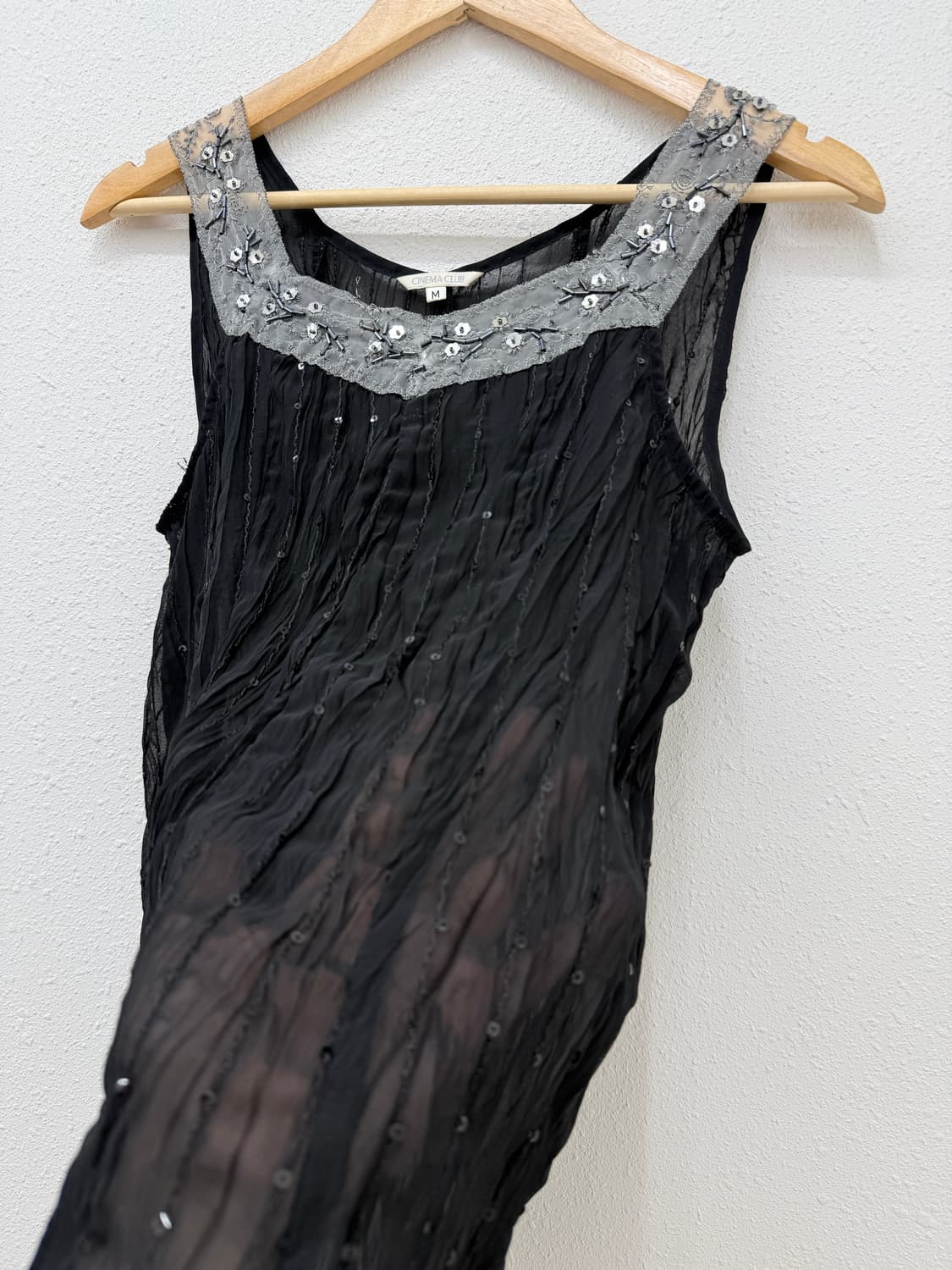 빈티지 블랙 시스루 스팽글 레이어드 슬리브리스 상품이미지4