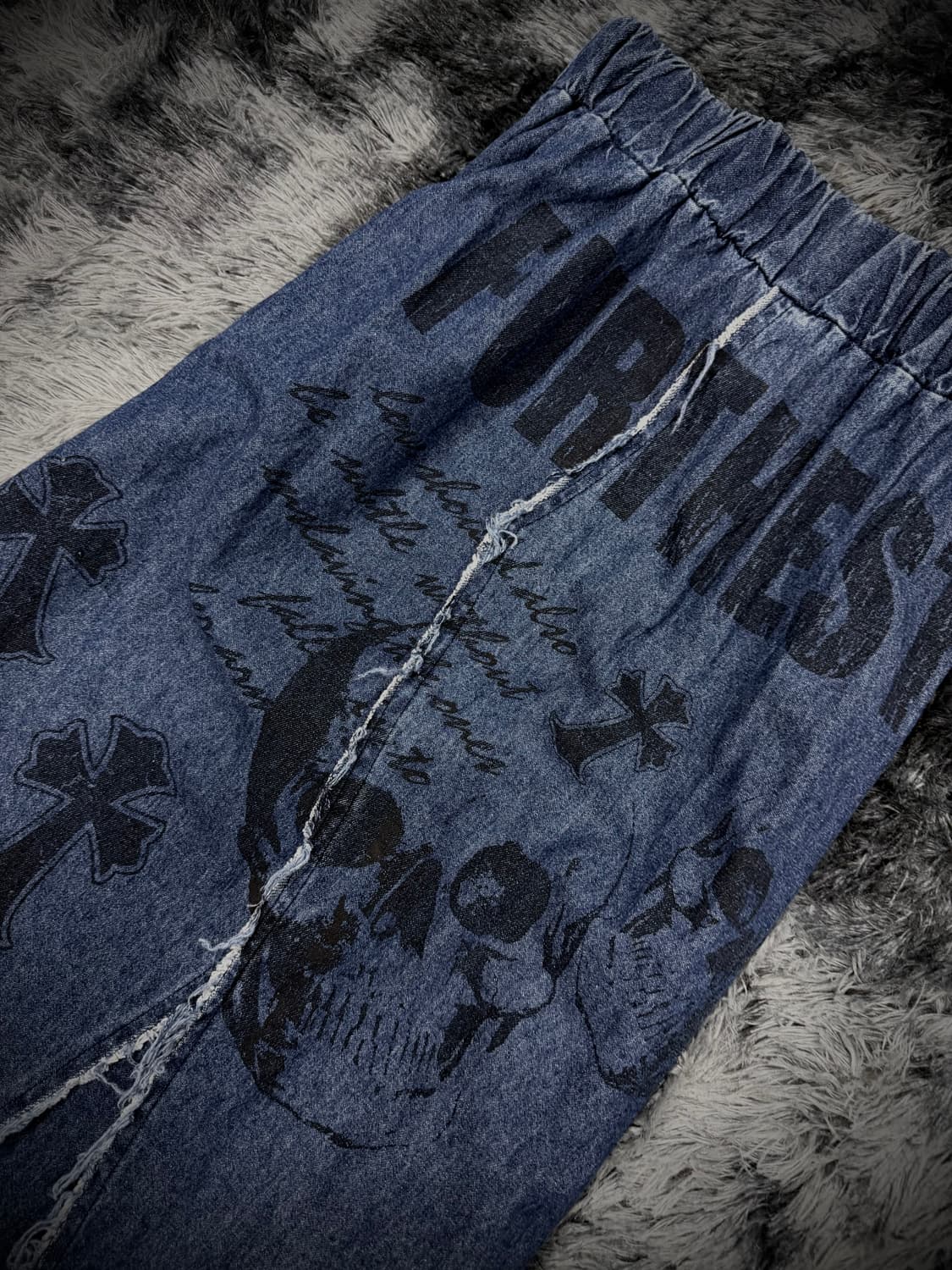 M.K.R 스컬 그래픽 데님 롱스커트 상품이미지4