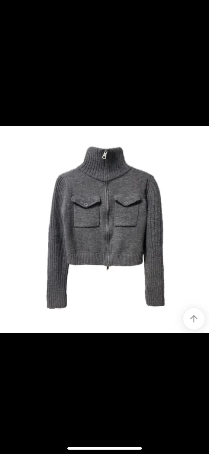 Oaiff 폴라 집업니트 하이넥 가디건 자켓 니트 차콜 상품이미지3