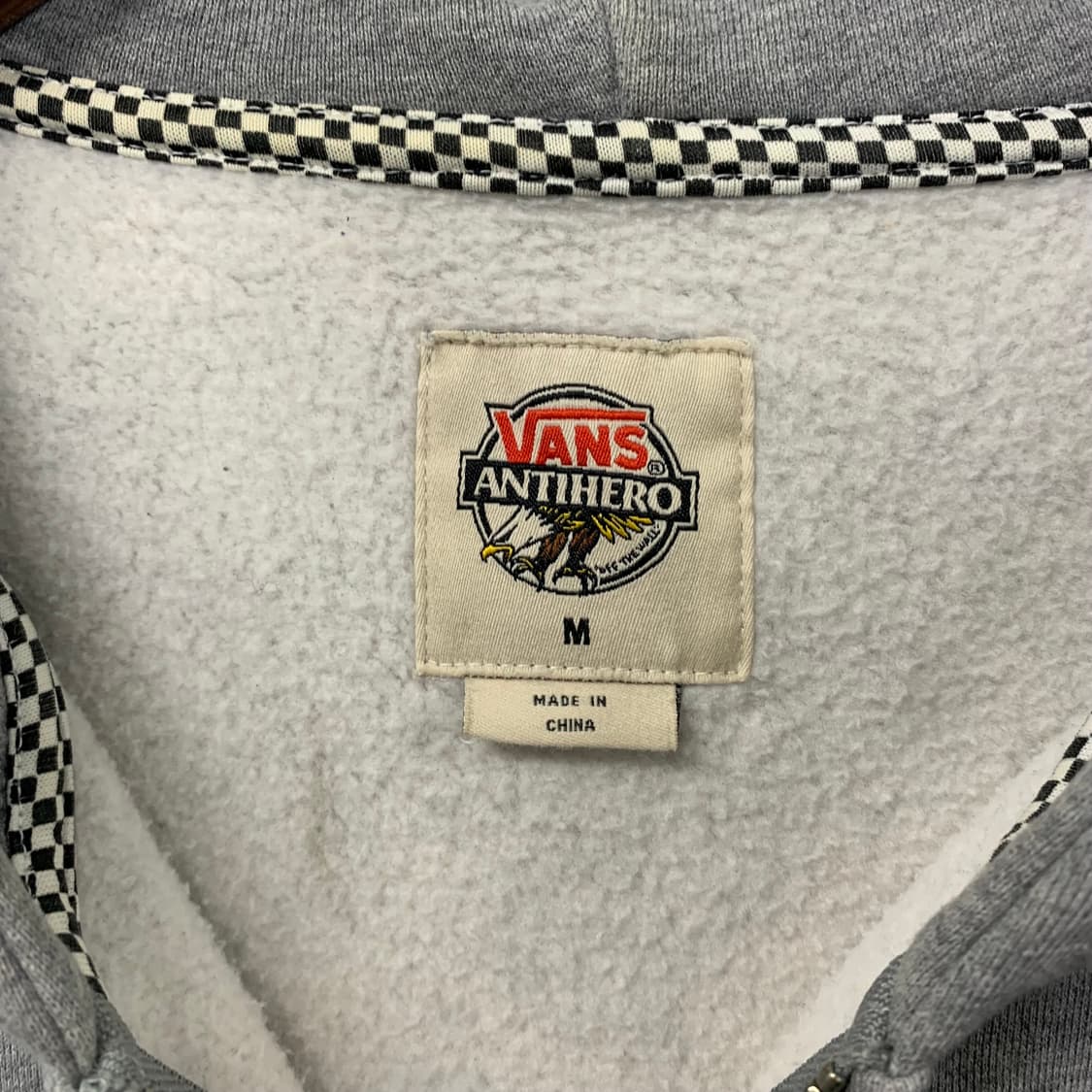 반스 체커보드 백로고 그레이 후드집업 상품이미지7