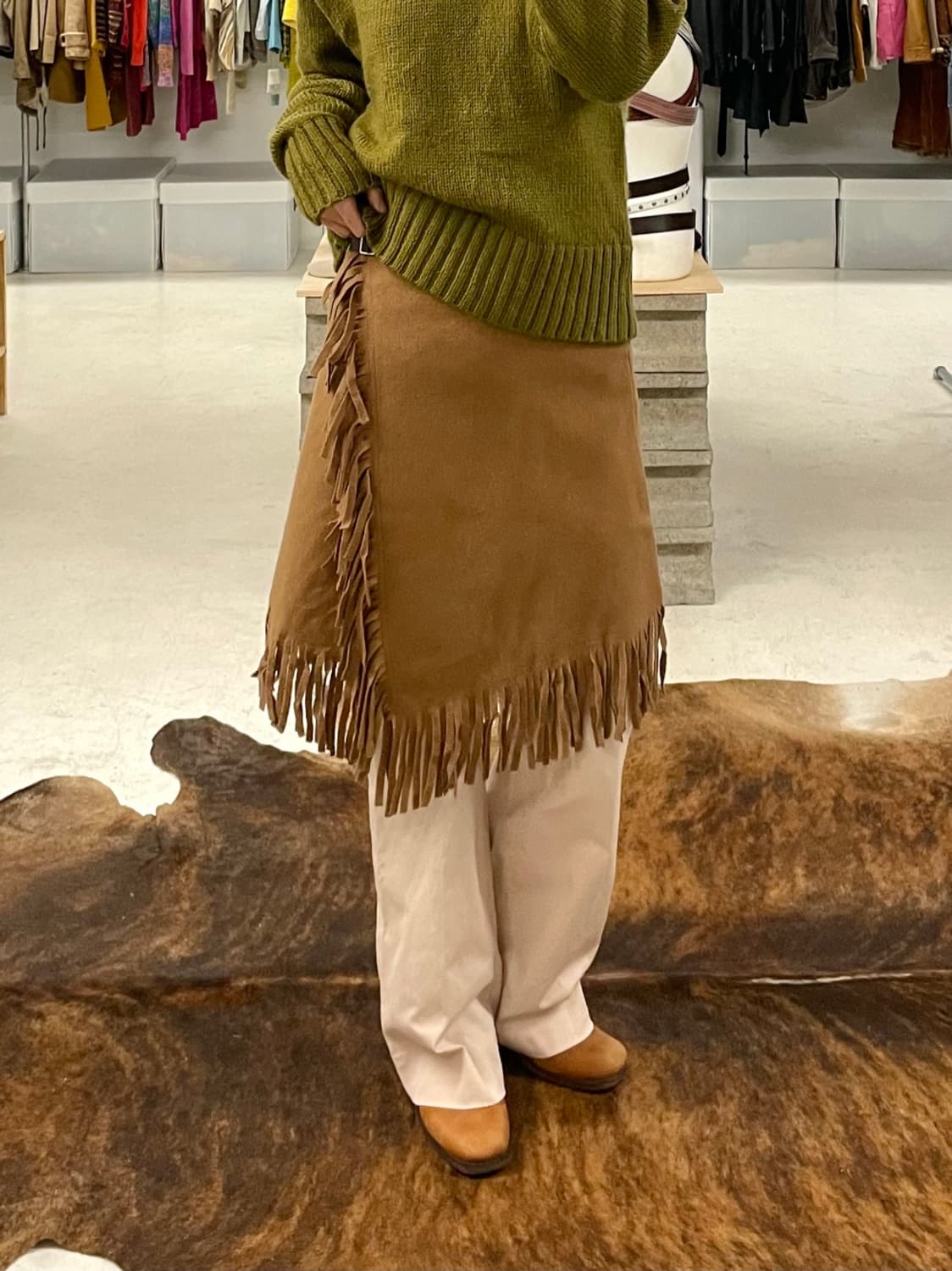 RAY BEAMS fringe wool skirt 레이 빔즈 프린지 치마 상품이미지9