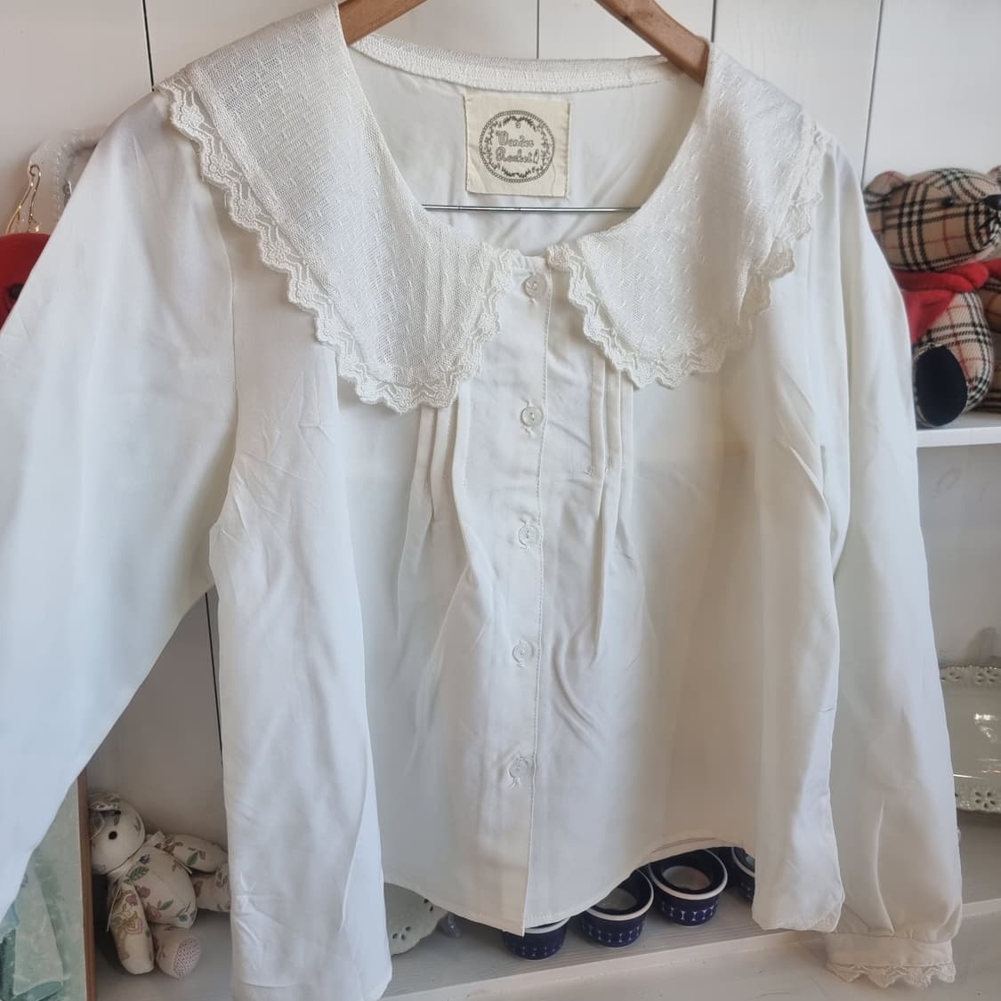 빈티지 레이스 칼라 블라우스 화이트 상품이미지5