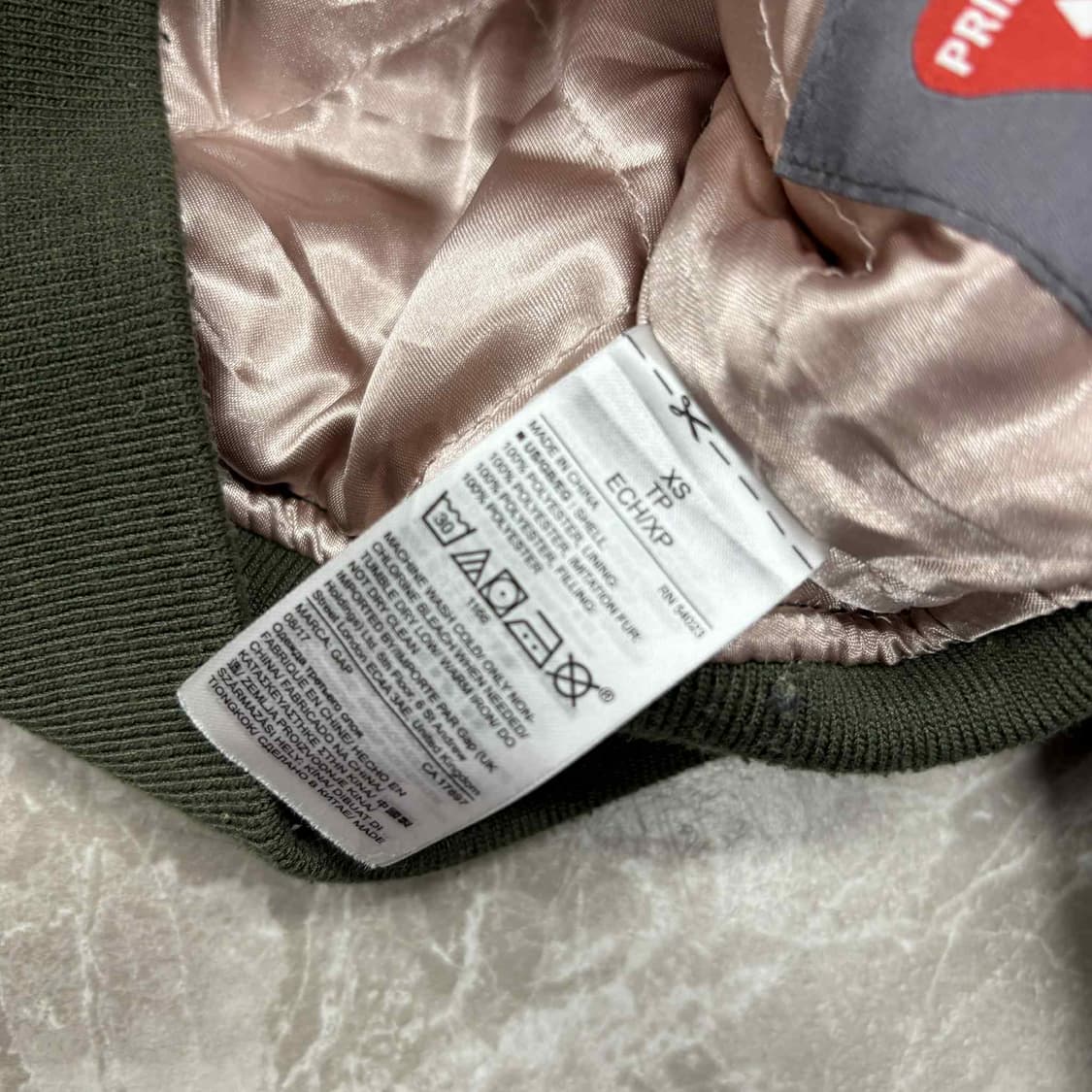 Gap 갭 y2k 카키 걸즈 핑크 퍼 항공 점퍼 사틴 자켓(XS) 상품이미지7