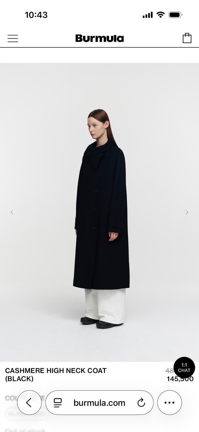 Burmula CASHMERE HIGH NECK COAT(BLACK) 상품이미지6