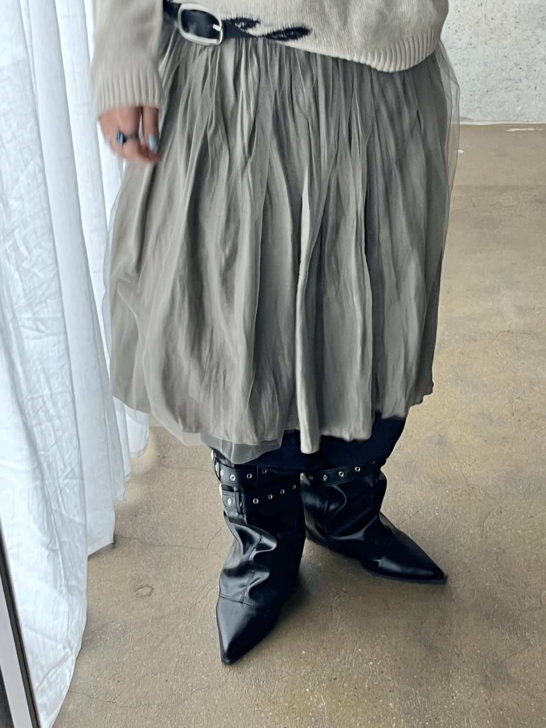 Rope 로페 튤 스커트 라이트 그레이 상품이미지5