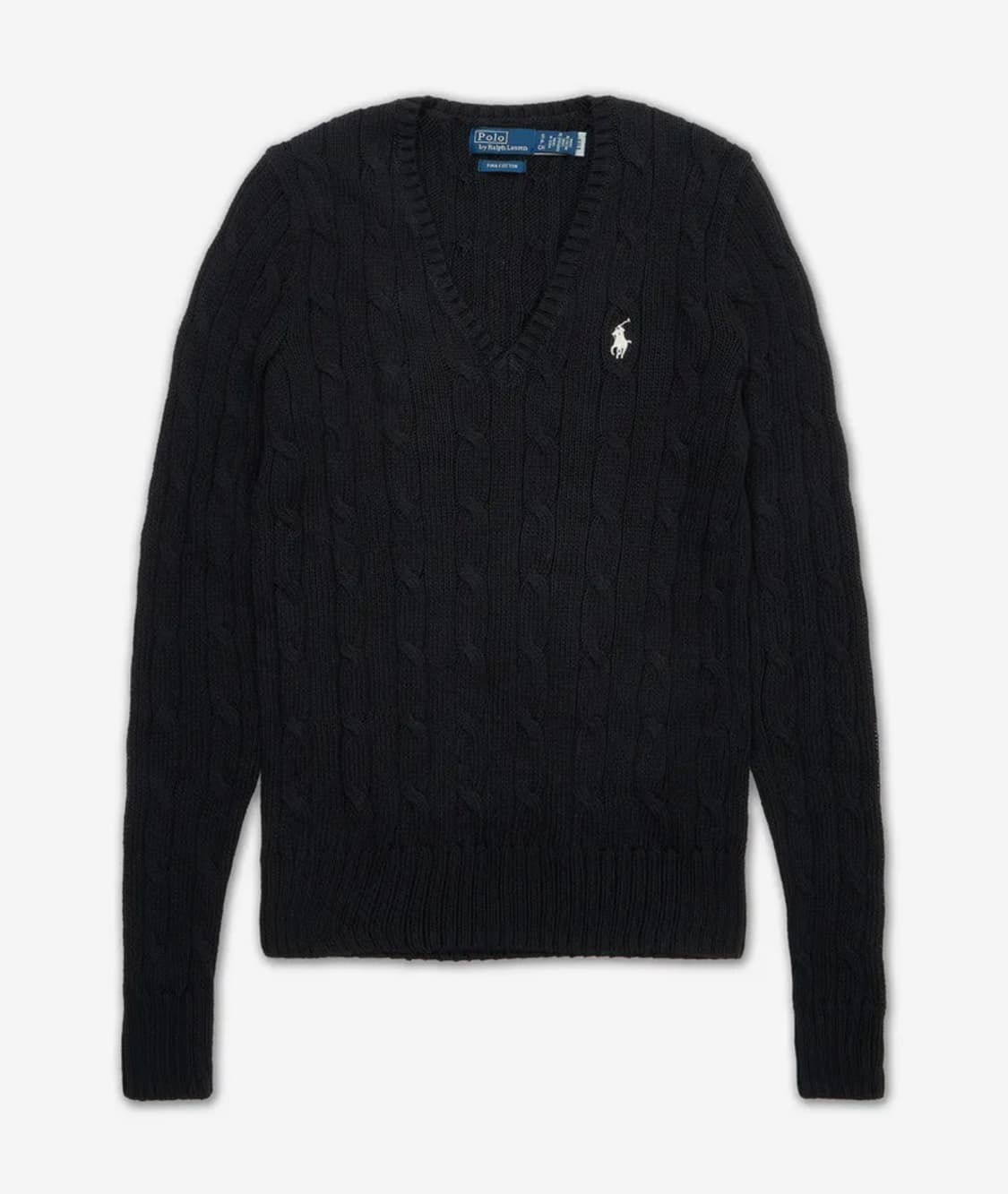 택o 새상품)폴로 랄프 로렌 케이블 니트 코튼 브이넥 스웨터 블랙 상품이미지1