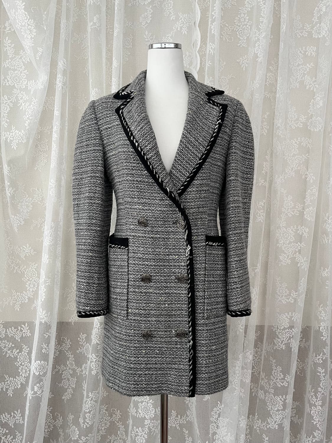 44) 한섬 오브제 트위드 코트 그레이 상품이미지1