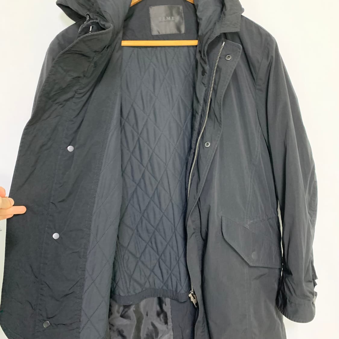 한섬 타임 후드 롱 야상 코트점퍼 블랙 100 남녀공용 상품이미지10