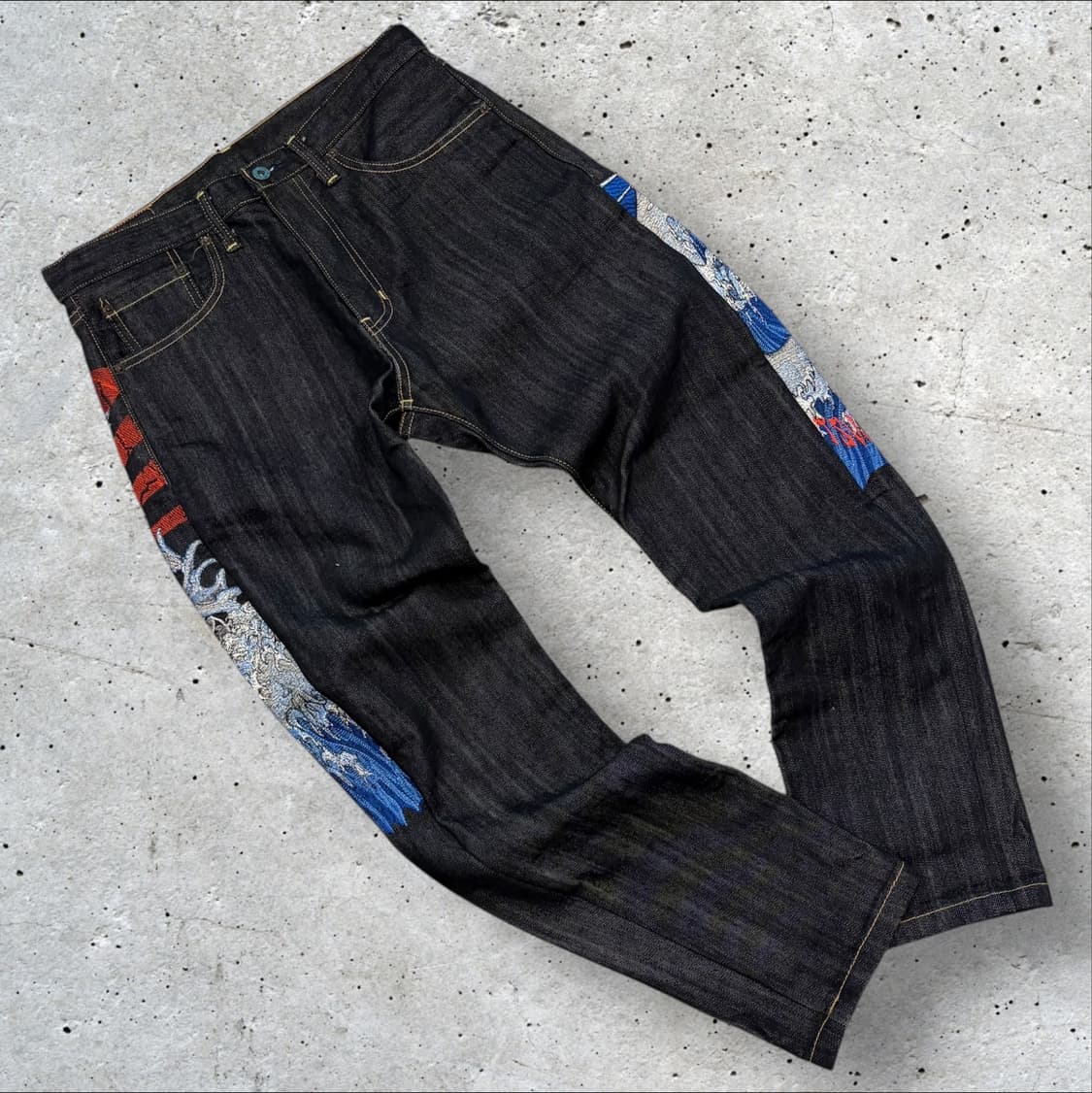 [32] SUGOI 스고이 재팬 타투 잉어 자수 데님 팬츠 B903 상품이미지2
