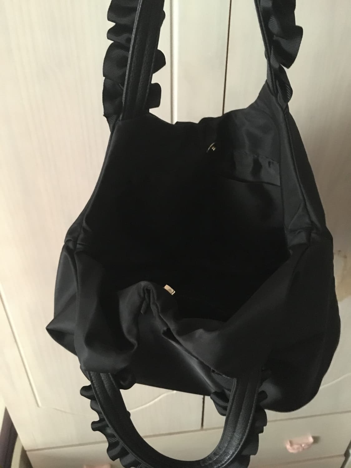 일본빈티지 프릴 레이스 블랙 가방 만두백 구름백 꼼데 cos 유니클로 상품이미지5