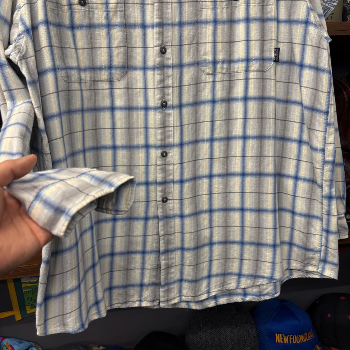 90s 파타고니아 파인코튼 윈도우페인 체크 워크셔츠 N194 상품이미지4
