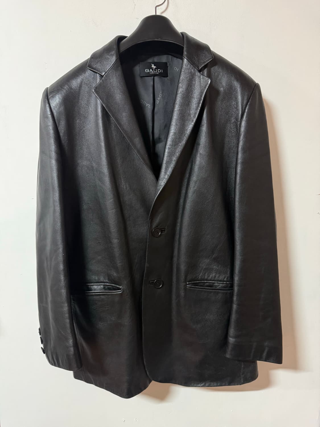 가우디 이태리 양가죽 나파 레더 블레이저 자켓 블랙 100 상품이미지1