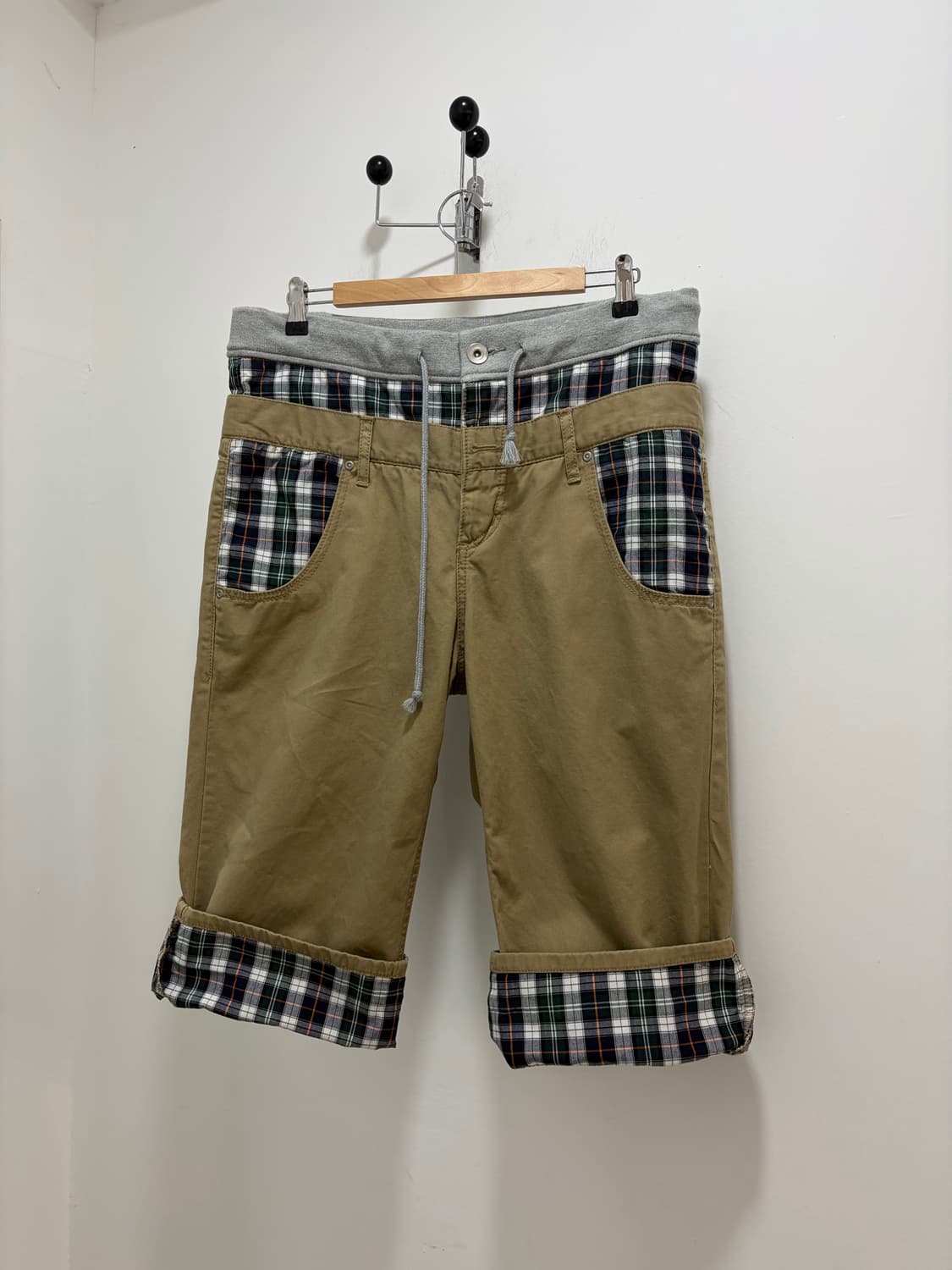 체크 레이어드 7부 카프리 팬츠 상품이미지3