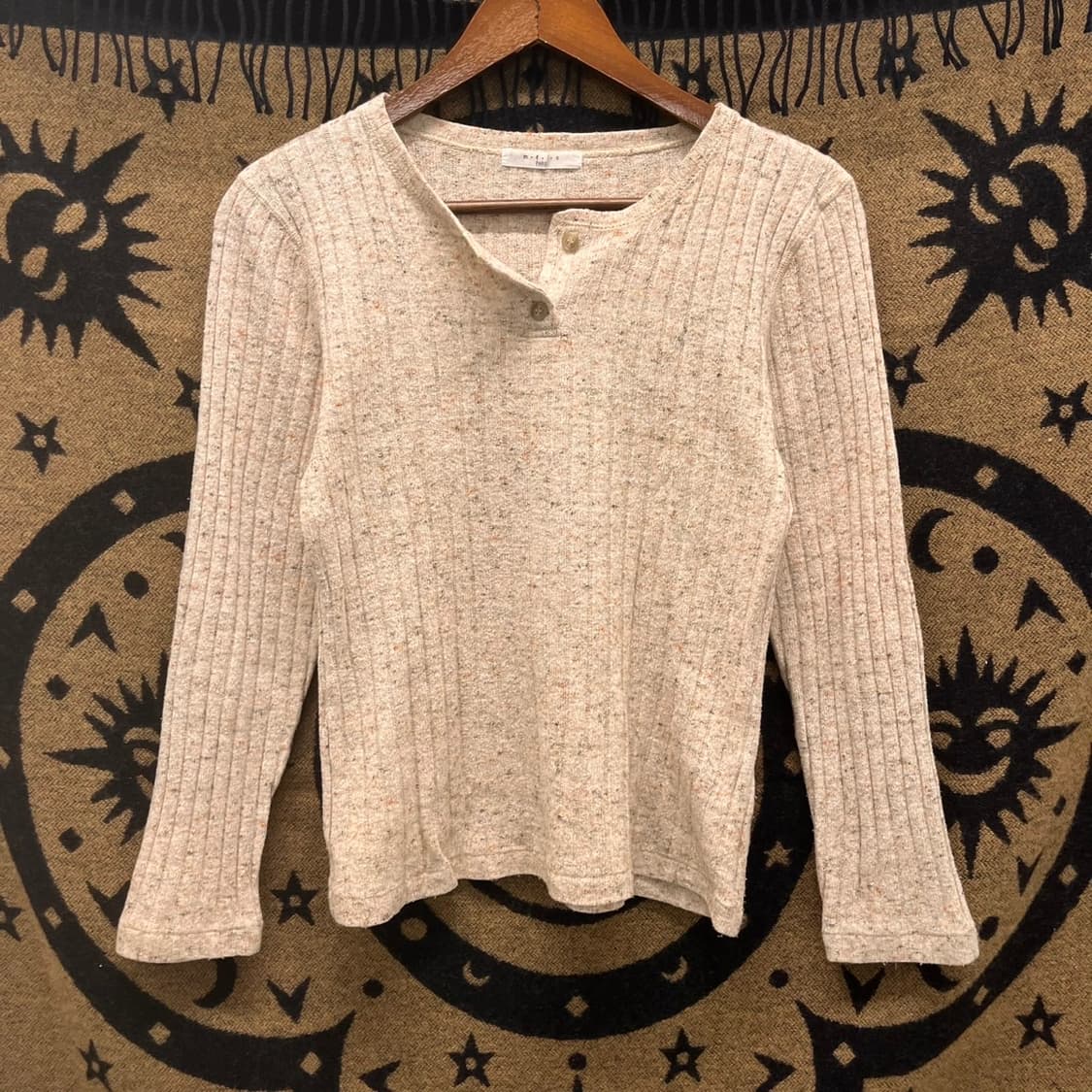 빈티지 코지룩 오트밀 반버튼 딱붙핏 긴팔 롱슬리브 K0044 상품이미지3