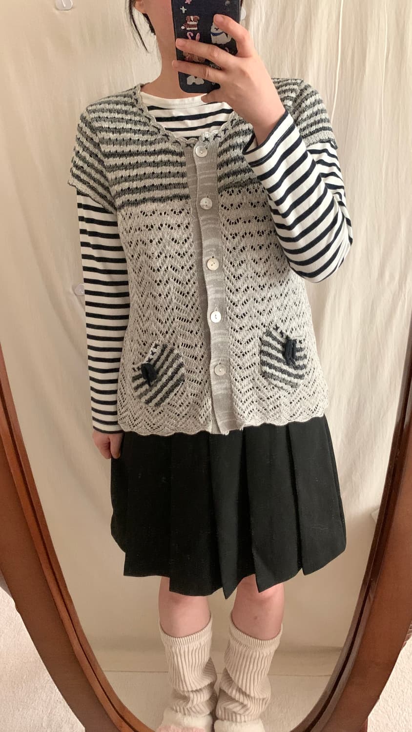 모리 스트라이프 반팔 니트 상품이미지5