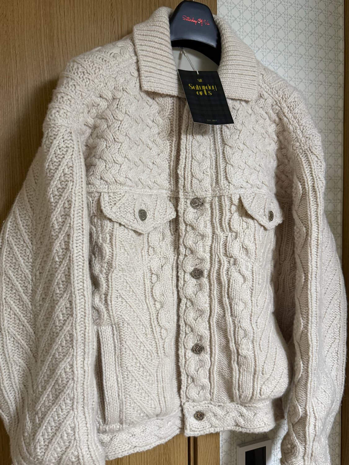 stu 니트 트러커 자켓 아이보리 L 상품이미지2