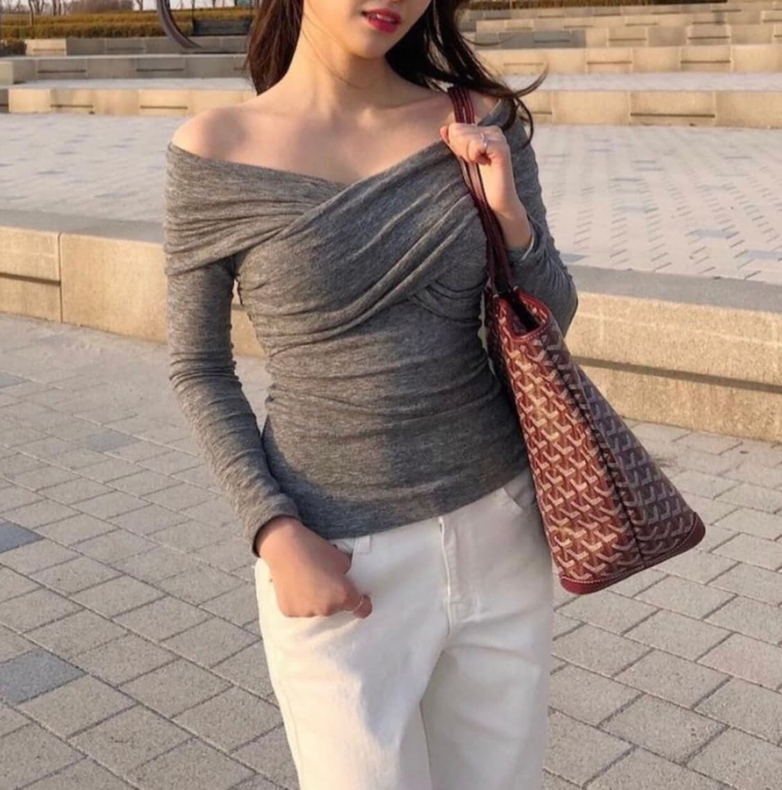 투웨이 오프숄더 티셔츠, 랩 티셔츠 상품이미지4