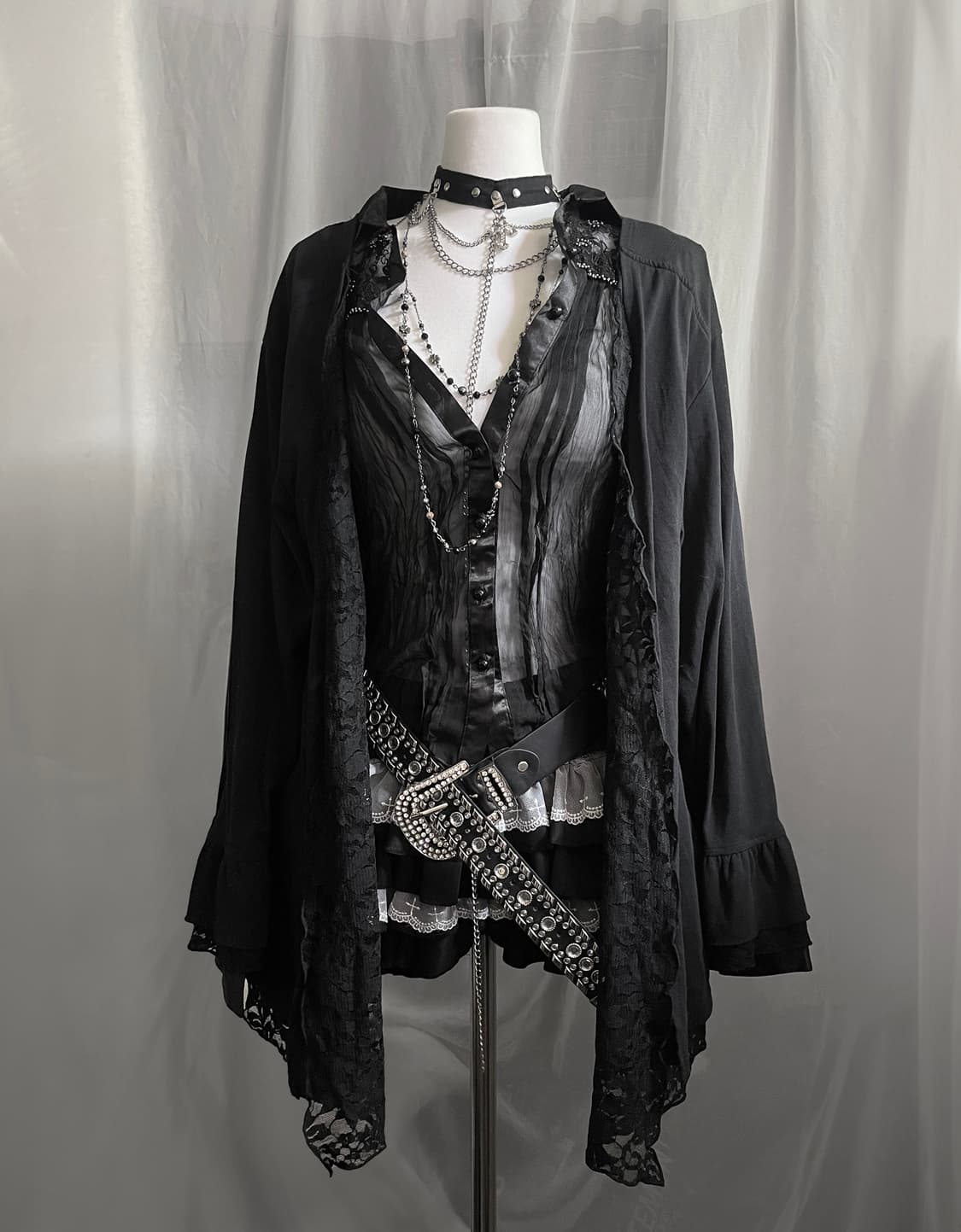 Blouse 시스루 큐빅 블라우스 상품이미지2