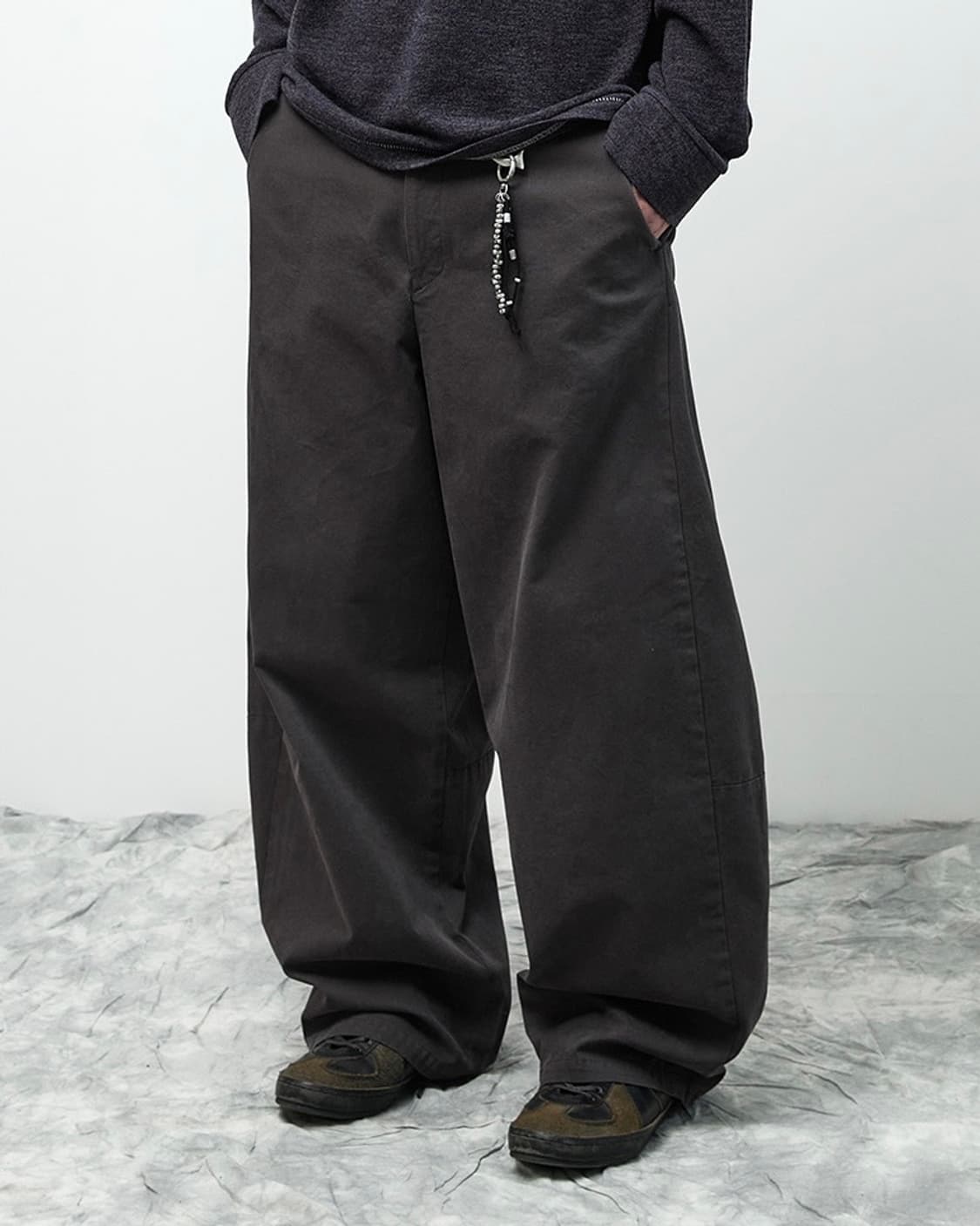 해칭룸 와이드 커브 팬츠 차콜 상품이미지1