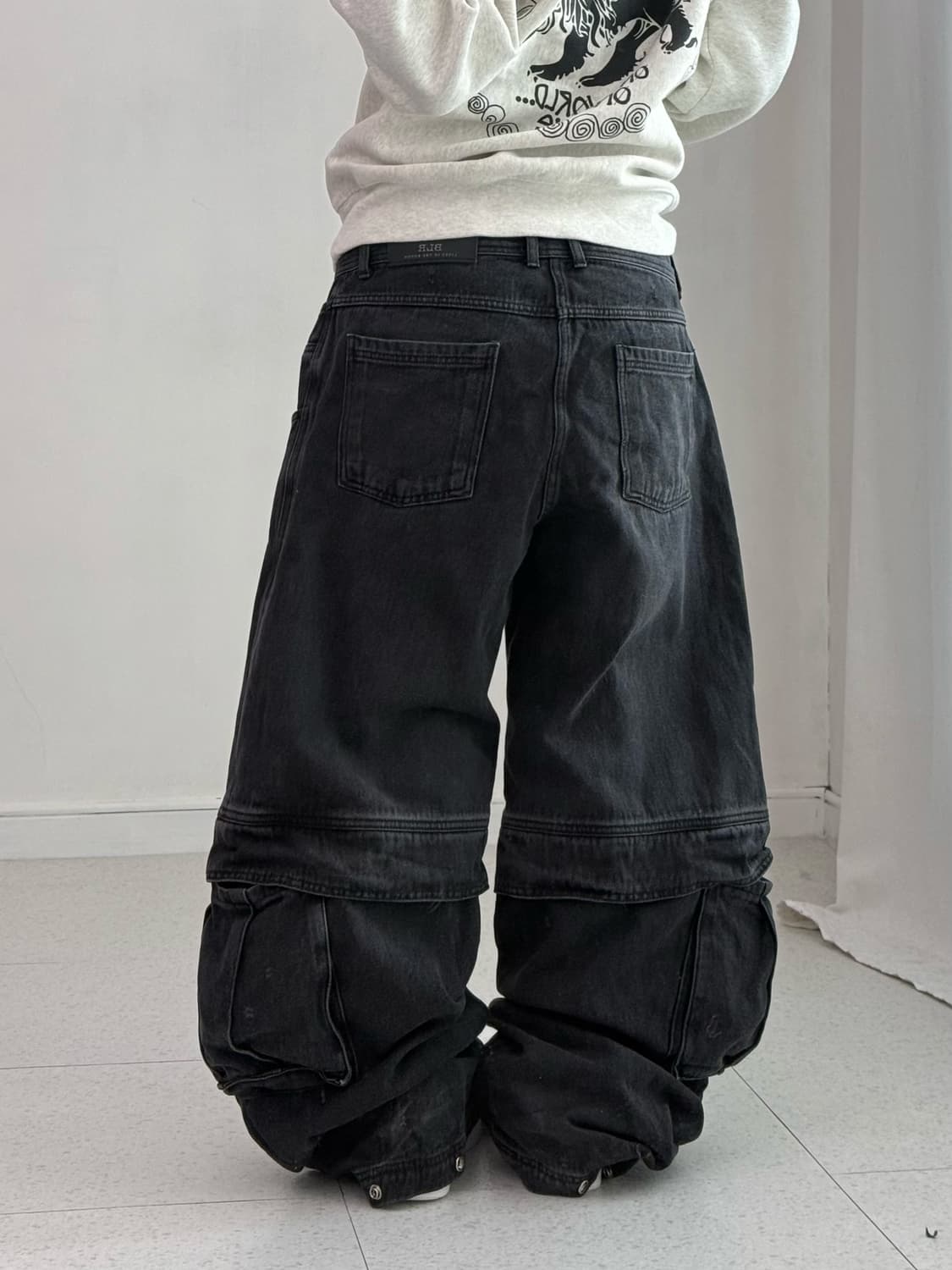 BLR x POG 커브드 라인 흑청 팬츠 상품이미지4