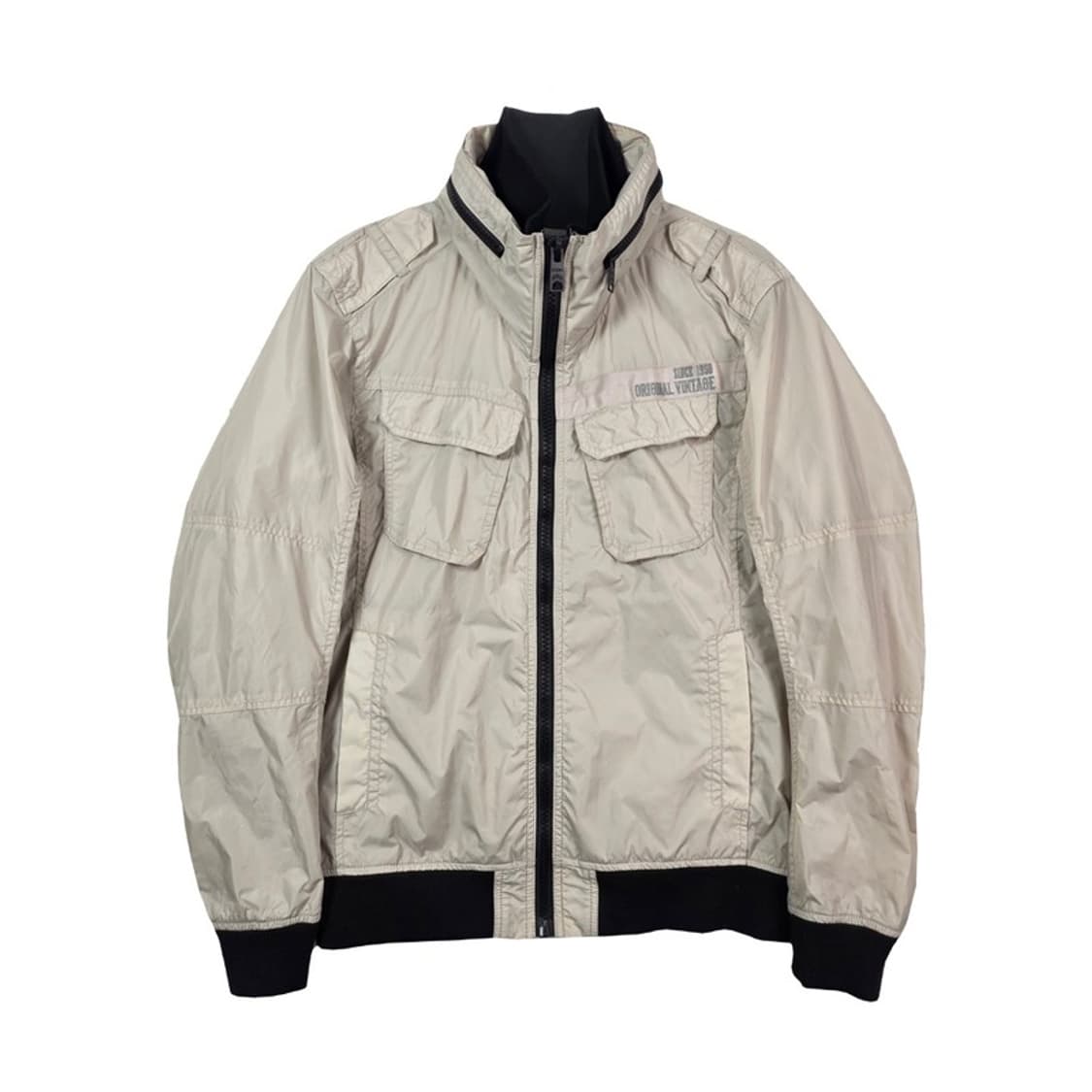 버커루 아이보리 나일론 립스탑 집업 블루종 M 상품이미지1