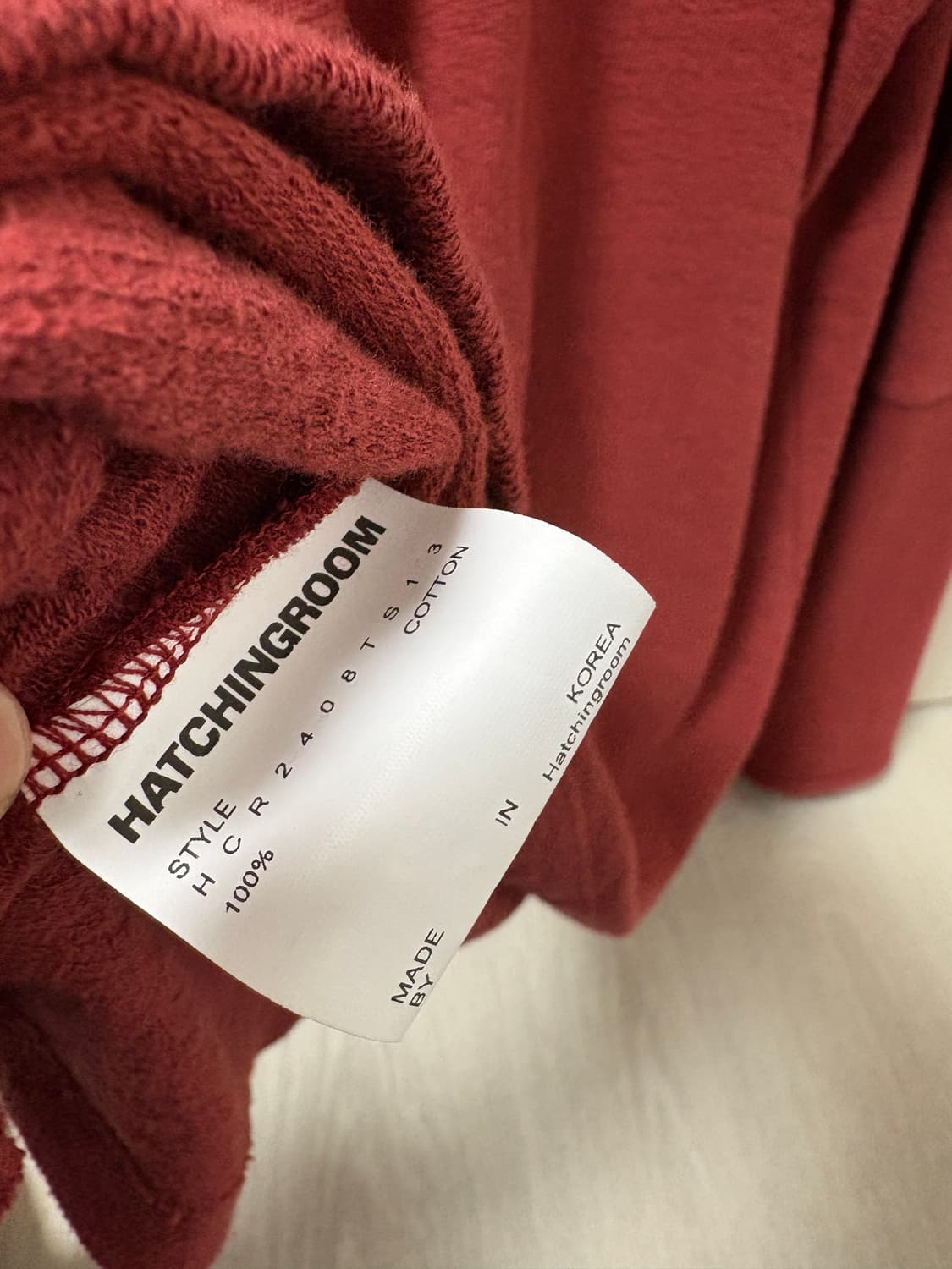 해칭룸 Incision Tee 다크 레드 M 상품이미지7