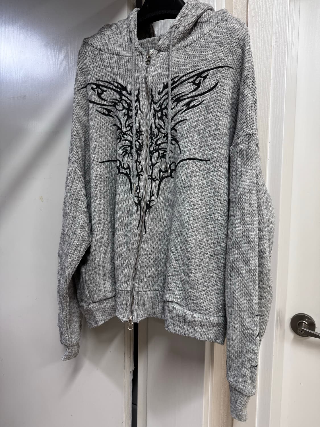 하이파이펑크 니트 프린팅 후드집업 상품이미지4