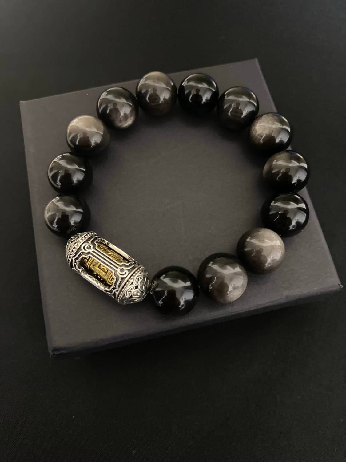 실버 옵시디언 단주 팔찌 14mm 상품이미지1