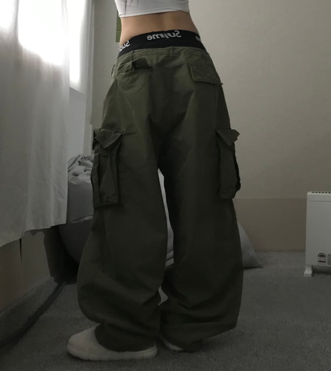 카키 와이드핏 카고팬츠 상품이미지2