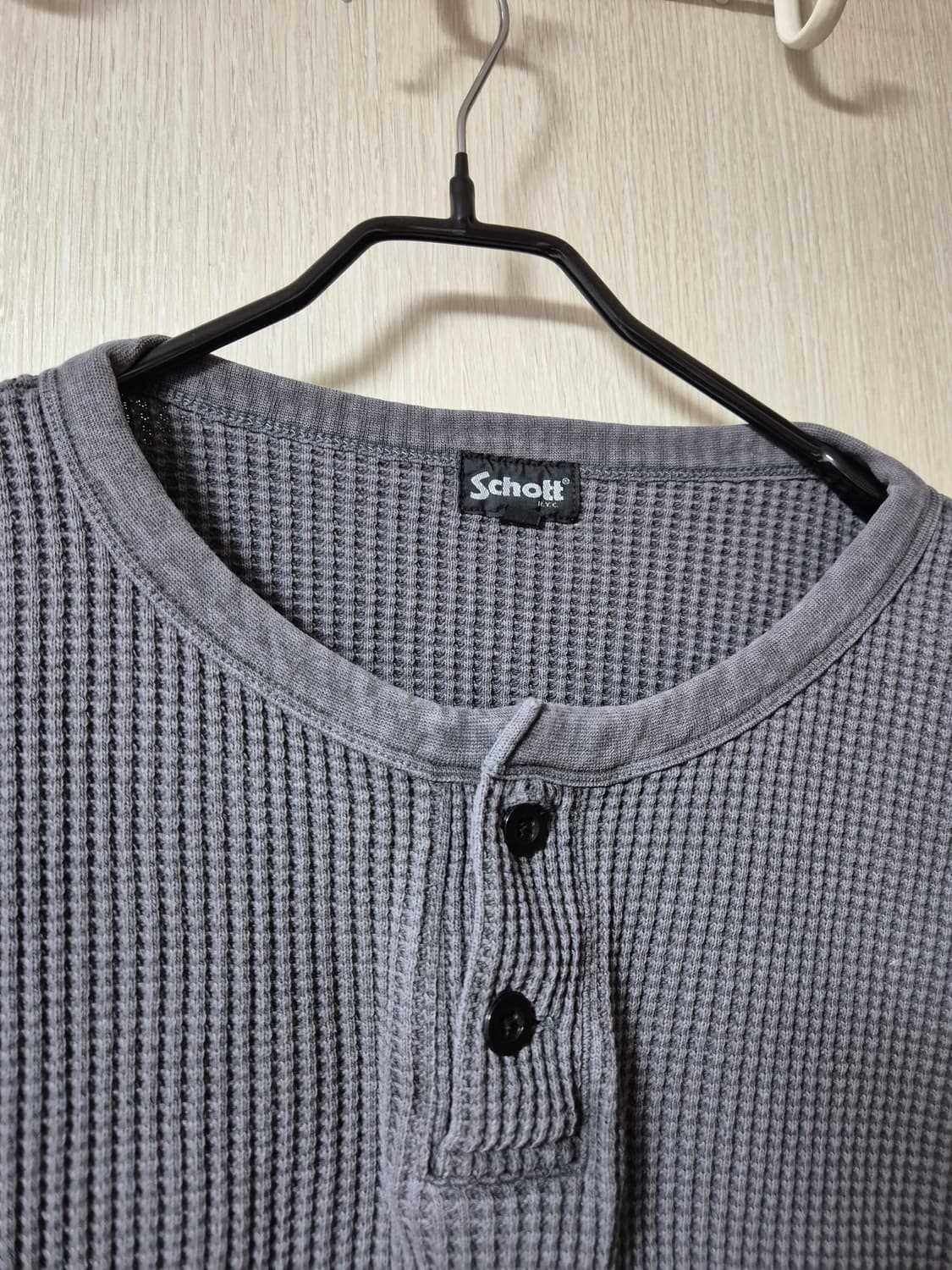 schott 쇼트  피그먼트 와플 헨리넥 티셔츠 긴팔 XL 상품이미지4