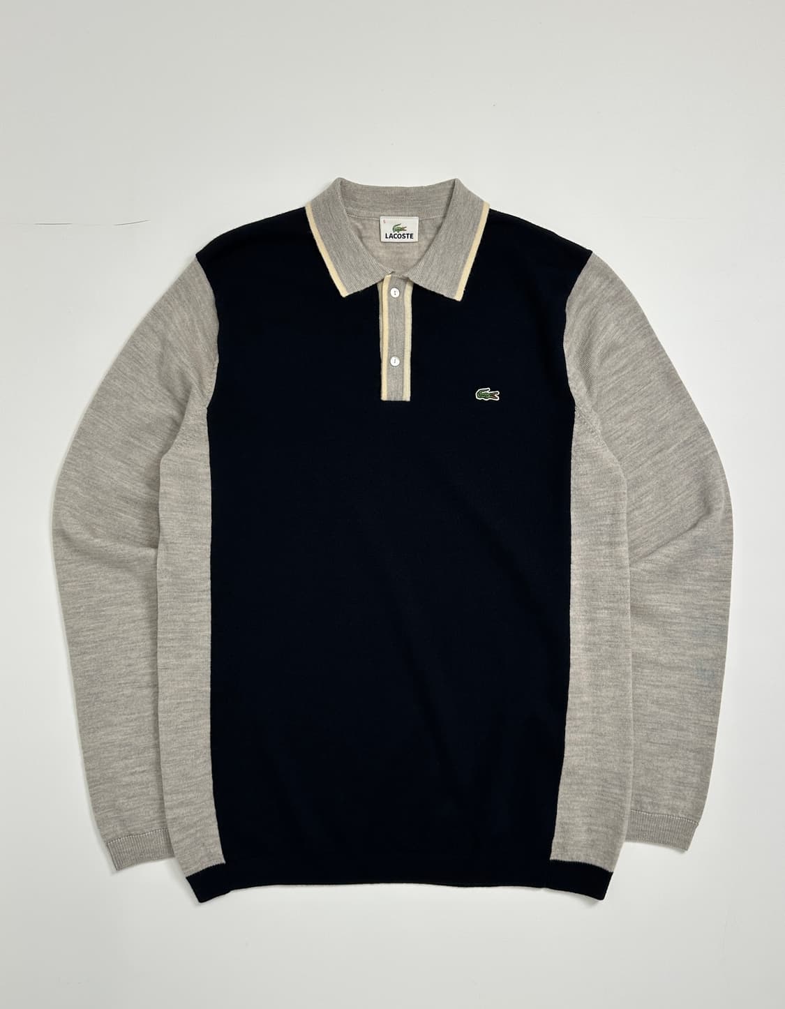 90s 라코스테 투톤 카라 울 니트  상품이미지1