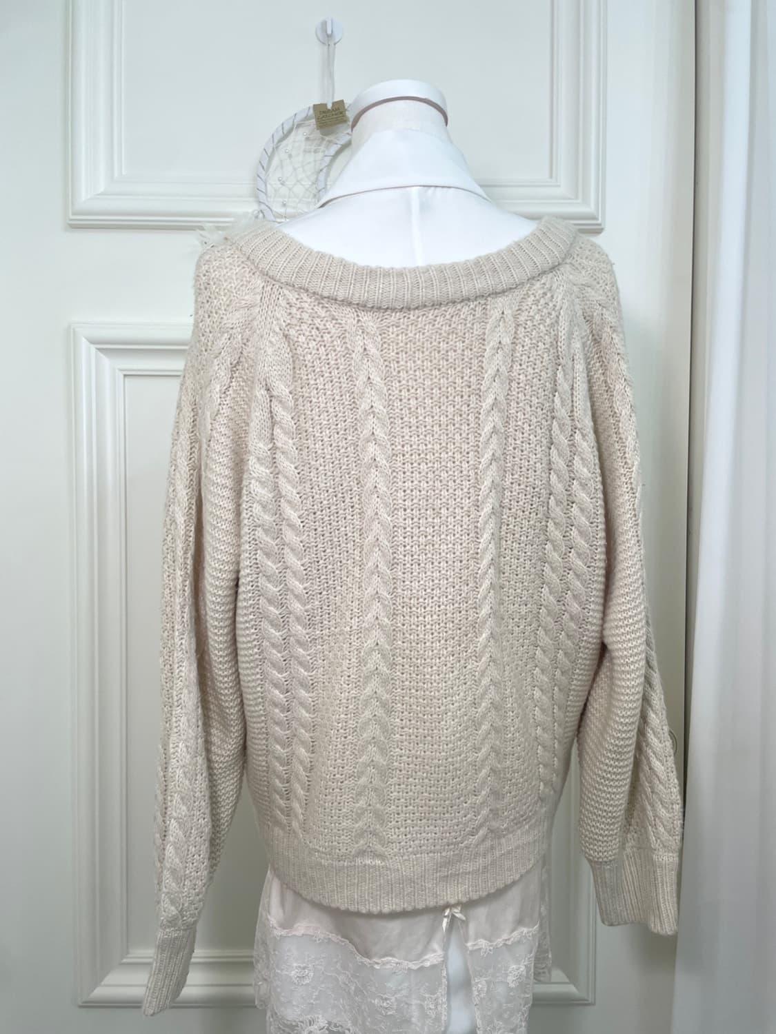 pink ivory twist loose cardigan(size-38) 상품이미지4