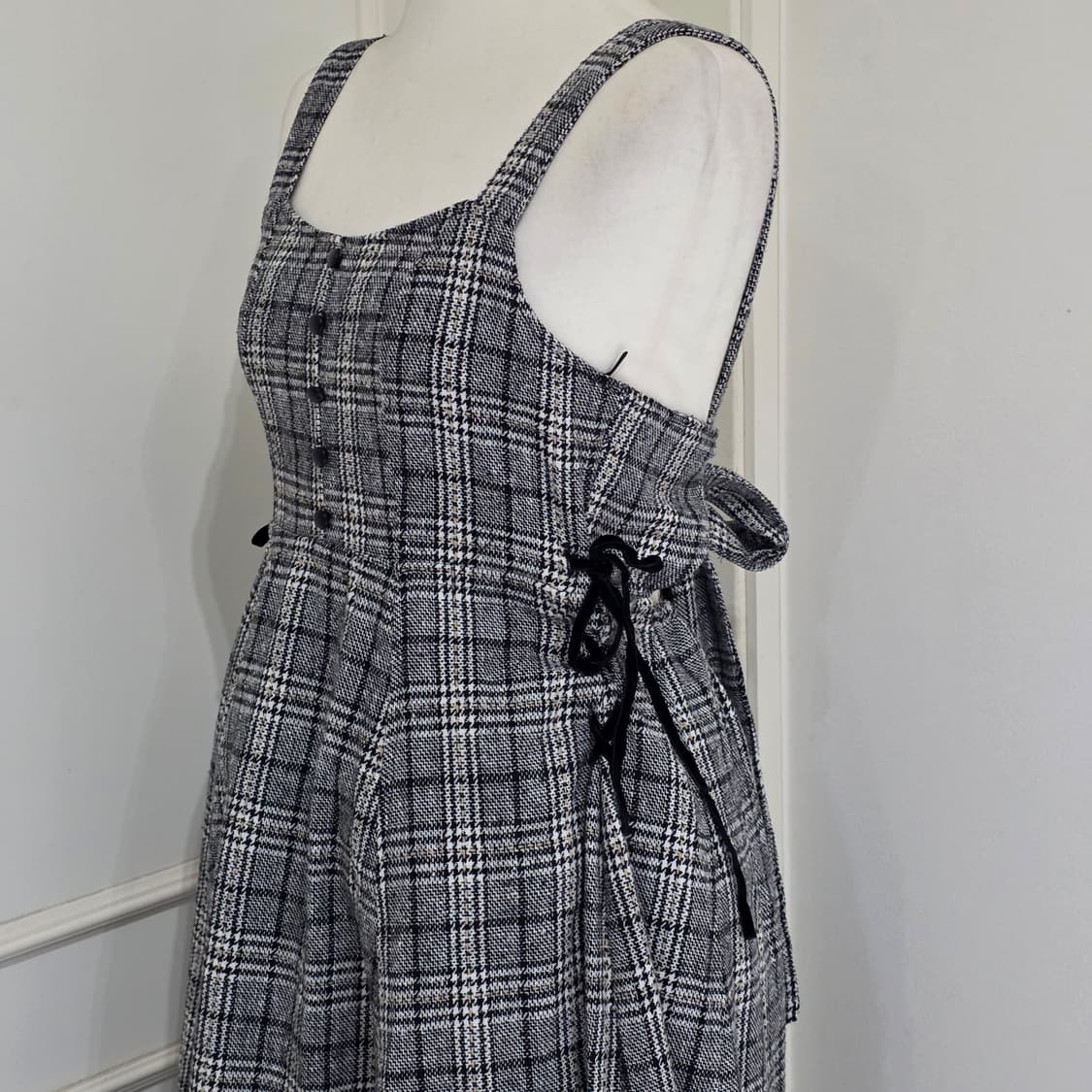 일본빈티지 nohea)양산형지뢰계st 체크 리본 등포인트 코르셋 롱원피스 상품이미지3