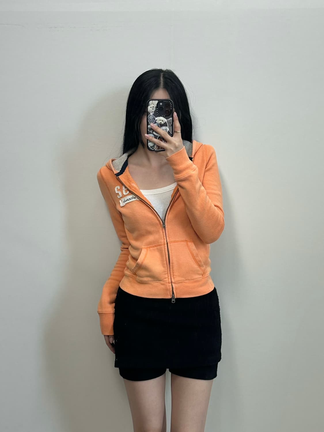 아베크롬비 y2k 와투케 오렌지 딱붙 후드집업 상품이미지1