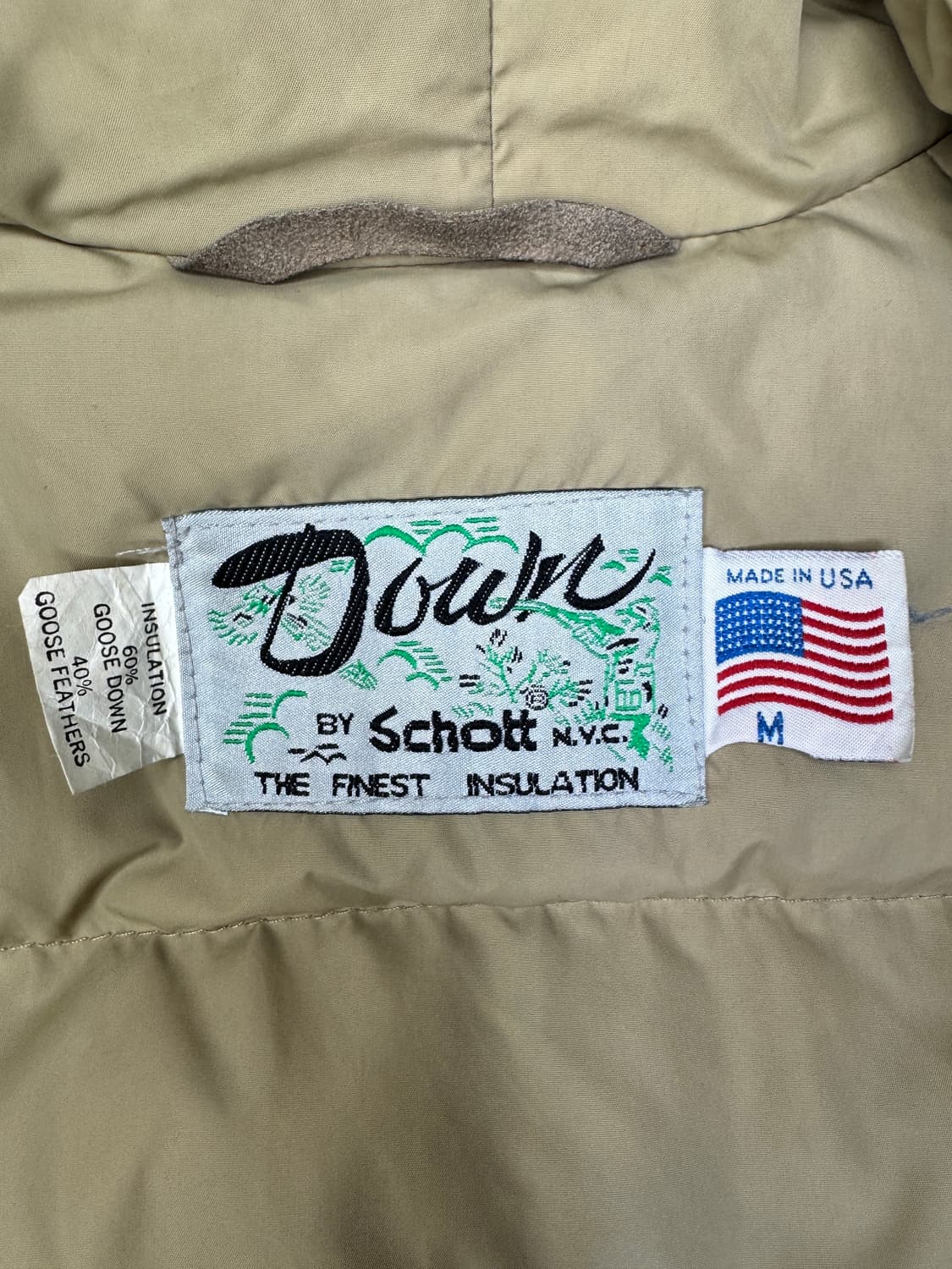 빈티지 90s 쇼트 Schott 다운자켓 베이지 M 상품이미지6