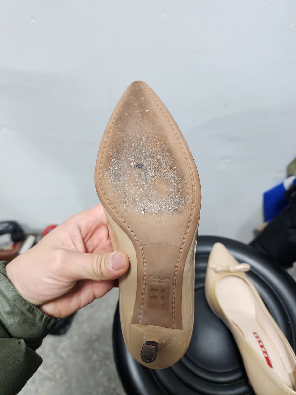 프라다 리본 페이던트 미들힐 구두 상품이미지5
