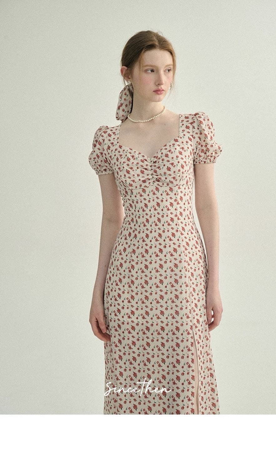 M사이즈) 신스덴 빈티지 로즈 하트넥 롱원피스 여름반팔플로랄원피스 상품이미지2