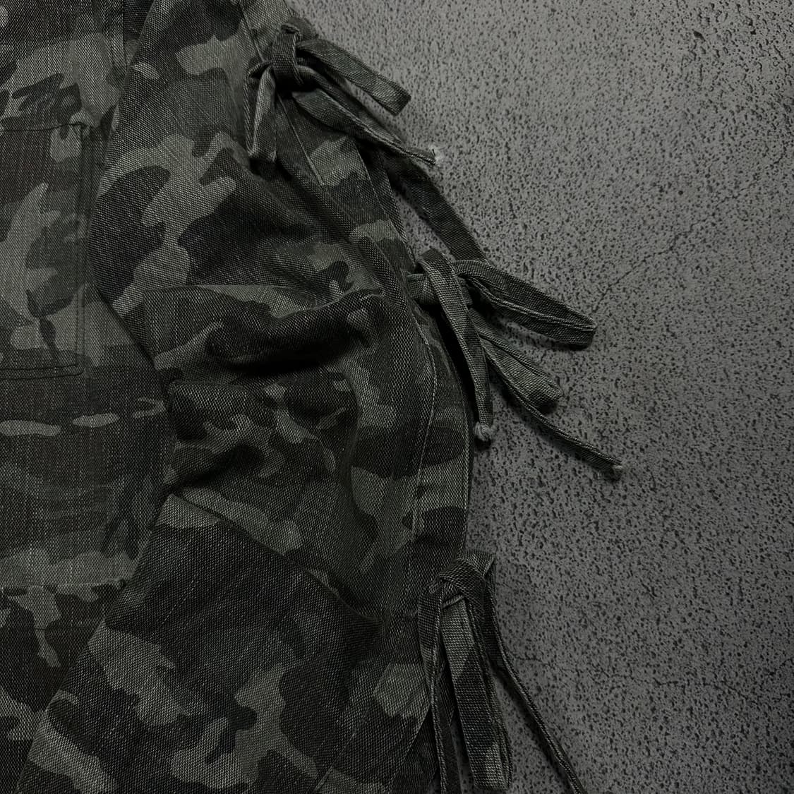 ✨ (바배) 빈티지 카모 소매 리본 데님 셔츠 자켓  상품이미지3