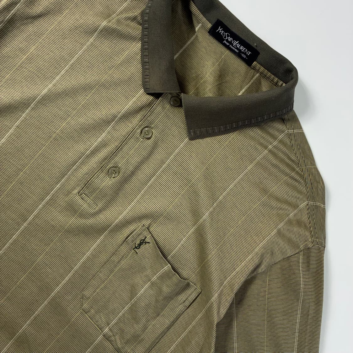 YSL  입생로랑 뿌르옴므 자수 코튼 올리브카키 카라 티셔츠  상품이미지3