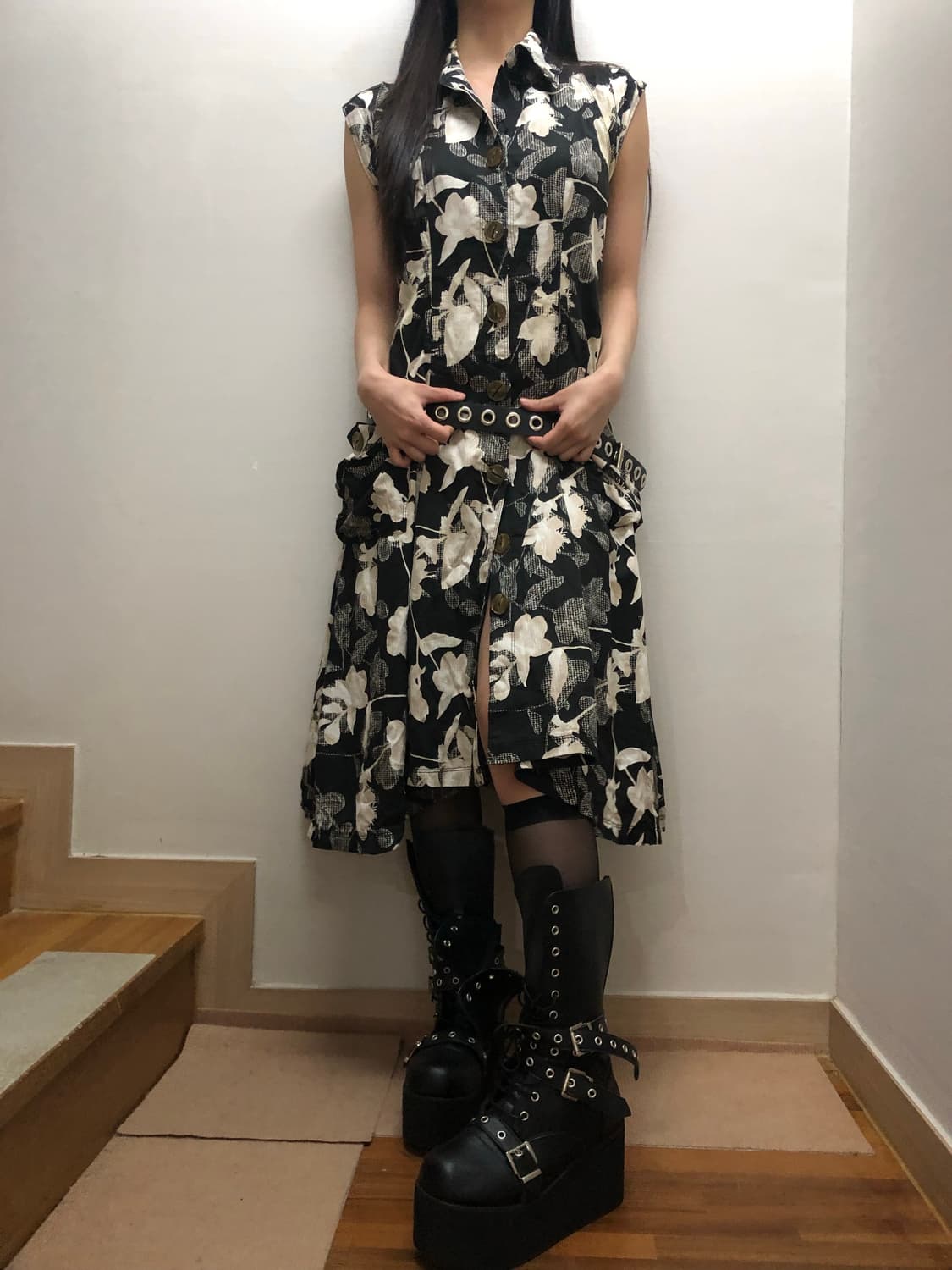 빈티지 블랙 오리엔탈 플라워 원피스 상품이미지8